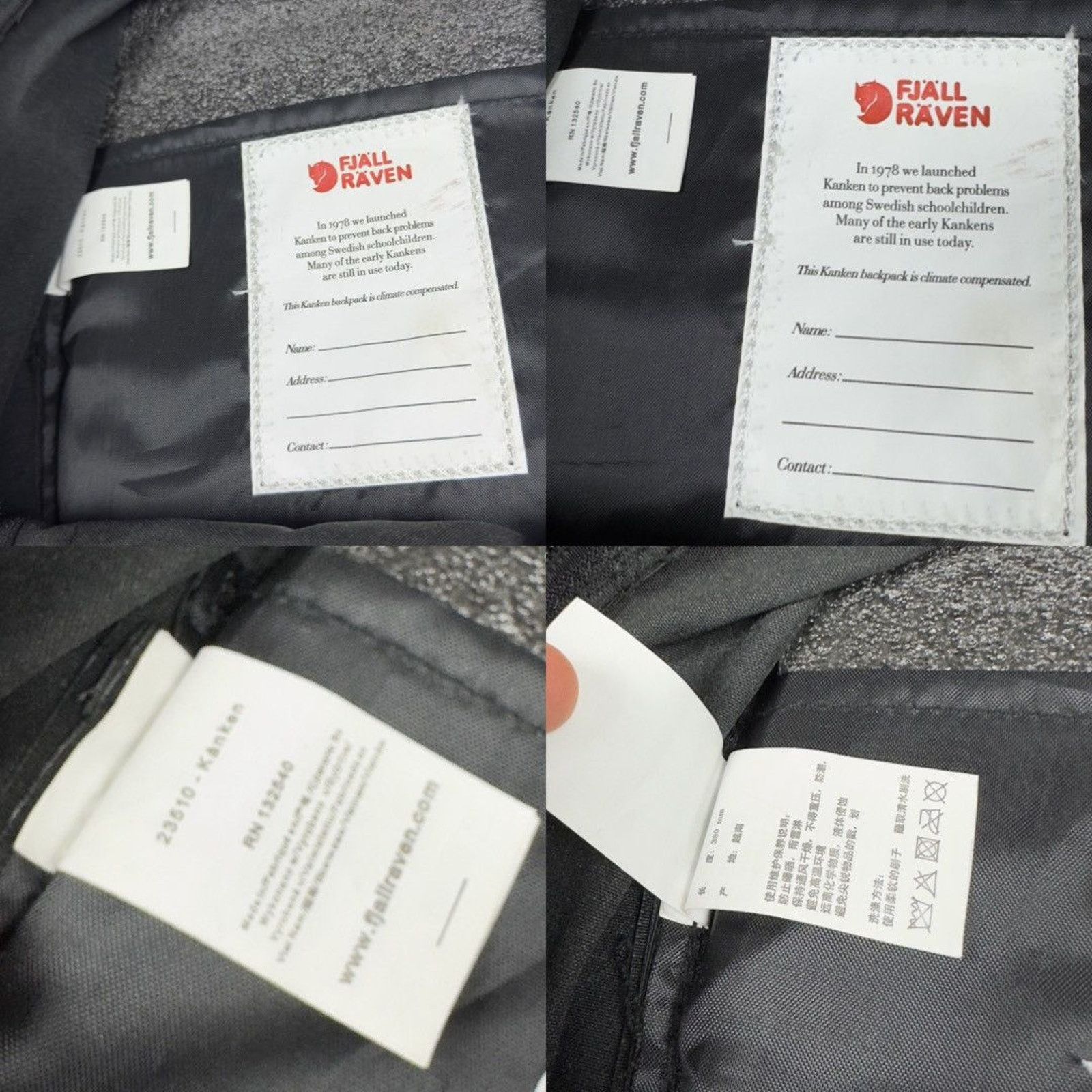 Fjallraven Fjallraven Kanken Womens Black Everyday Outdoor Backpack Bag Size ONE SIZE - 2 Thumbnail