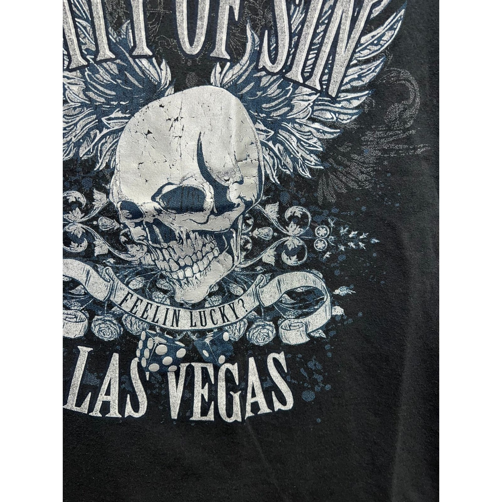 Vintage Y2K Las Vegas Shirt City Of Sin Feeling Lucky Skull Wings L Size US L / EU 52-54 / 3 - 5 Thumbnail