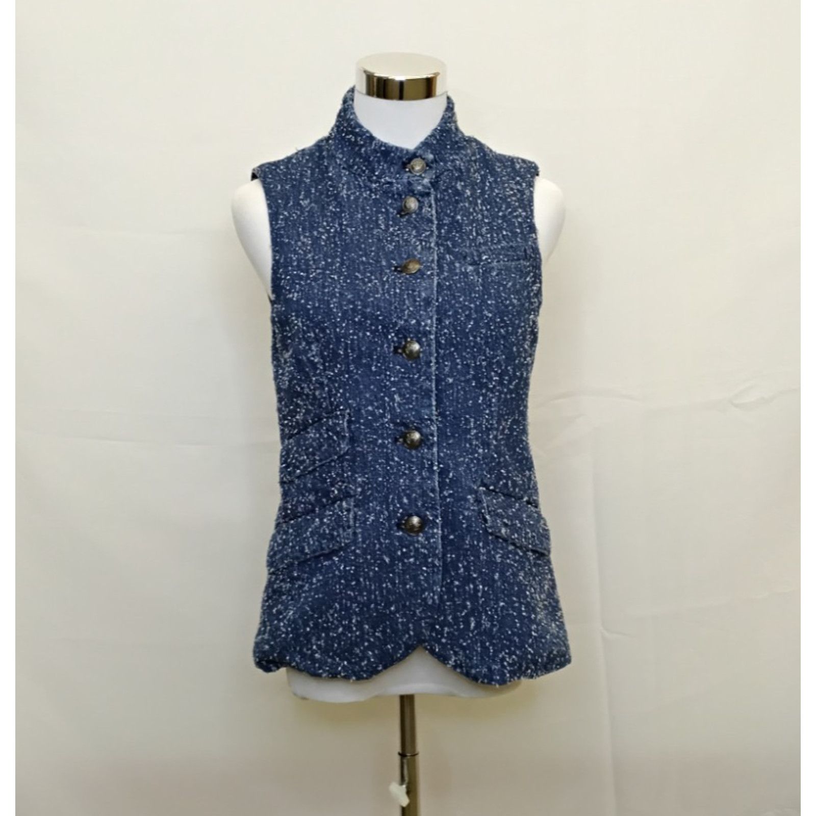 Rag & Bone Rag & Bone Slade Vest Women's 2 Blue Tweed Sleeveless Top Size XS / US 0-2 / IT 36-38 - 2 Thumbnail