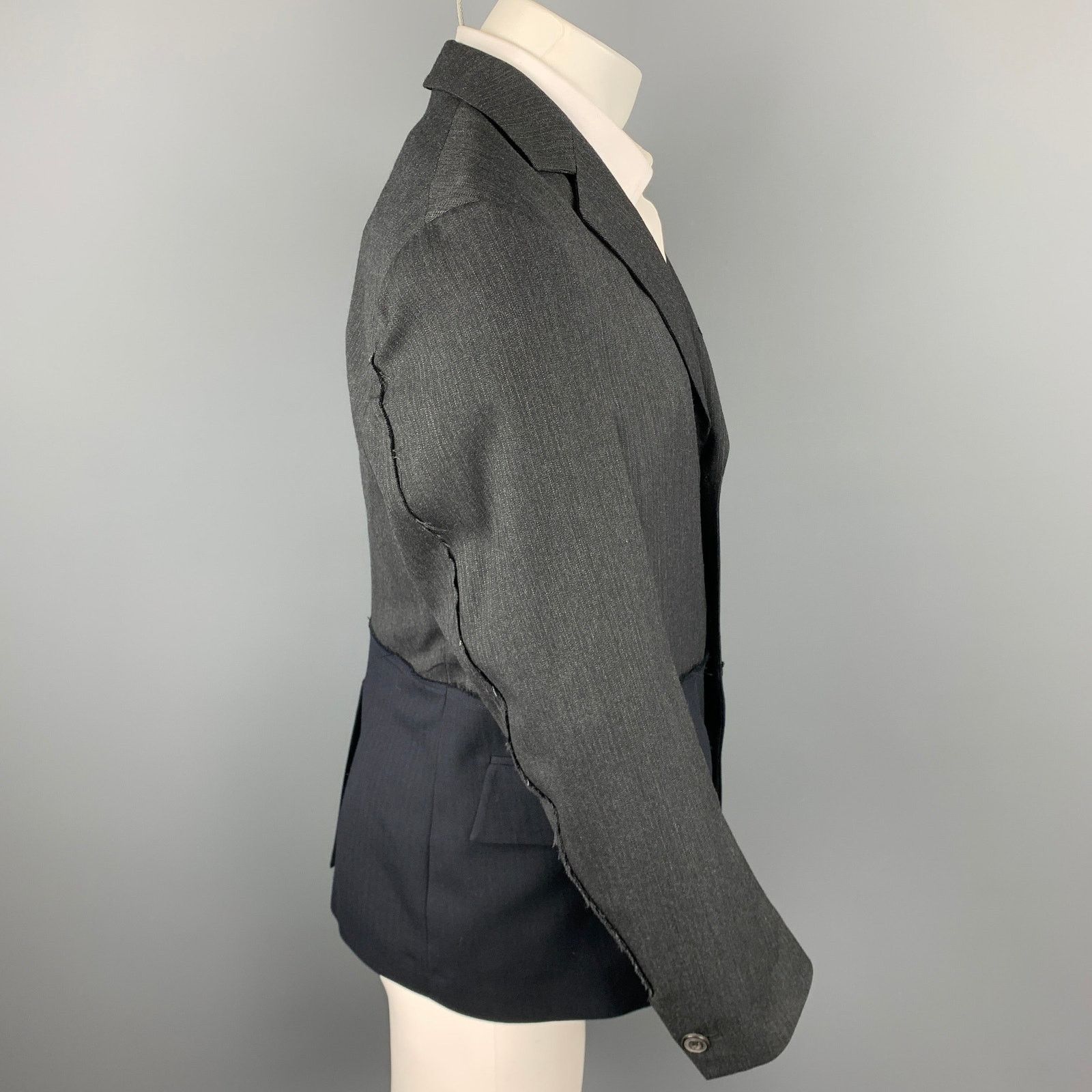 Lardini Size 40 Charcoal & Navy Mixed Fabrics Wool Sport Coat Size 40R - 3 Thumbnail