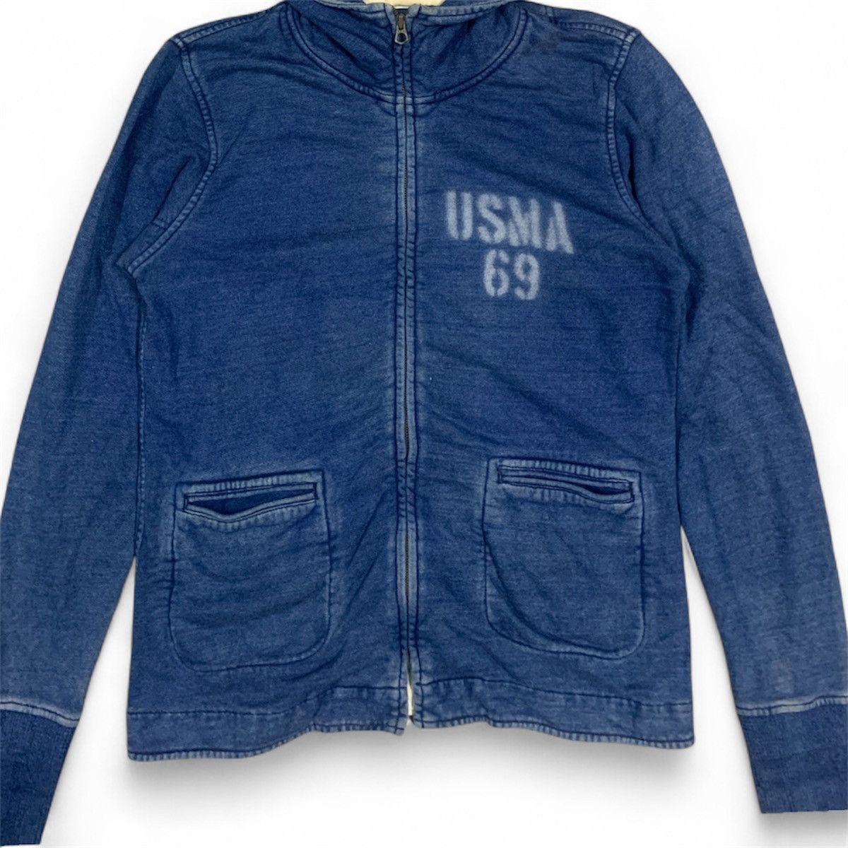 Japanese Brand Houston Japan USMA 69 Stencil Indigo Zip Up Hoodie Size US M / EU 48-50 / 2 - 3 Thumbnail
