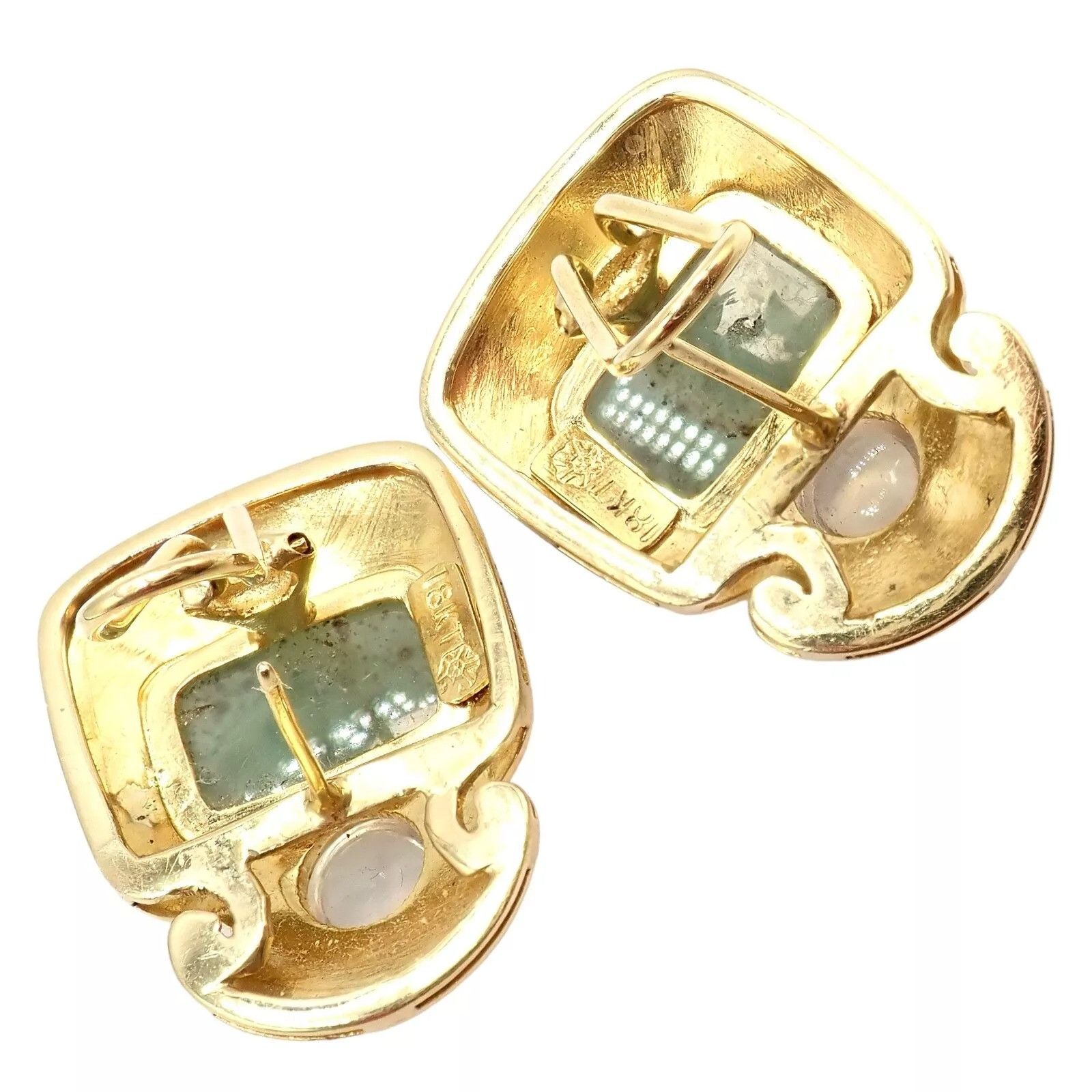 Vintage Paula Crevoshay 18k Gold Smithsonite Moonstone Earrings OOAK Size ONE SIZE - 8 Thumbnail