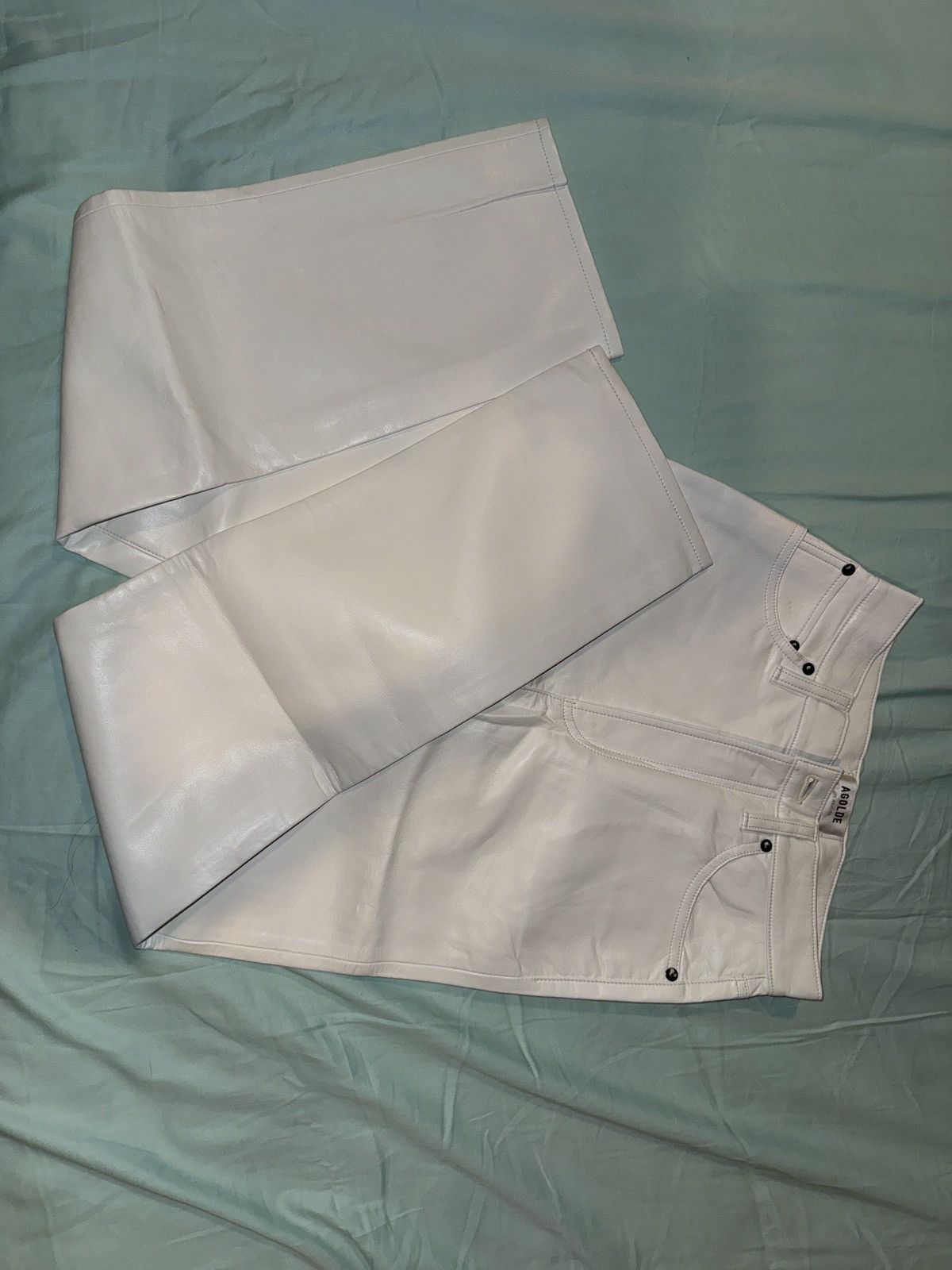 Agolde Agolde White 90s Leather Pants Size 24" / US 00 / IT 34 - 5 Thumbnail