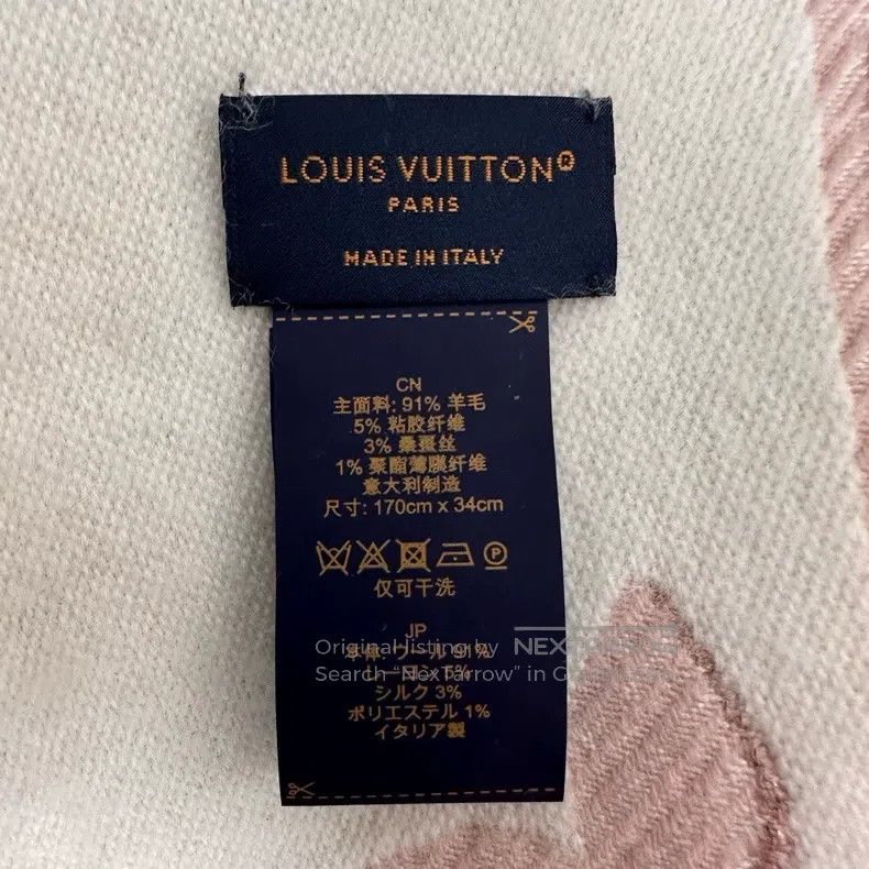 Louis Vuitton Louis Vuitton Pink and white three-flower printed wool sca Size ONE SIZE - 2 Thumbnail