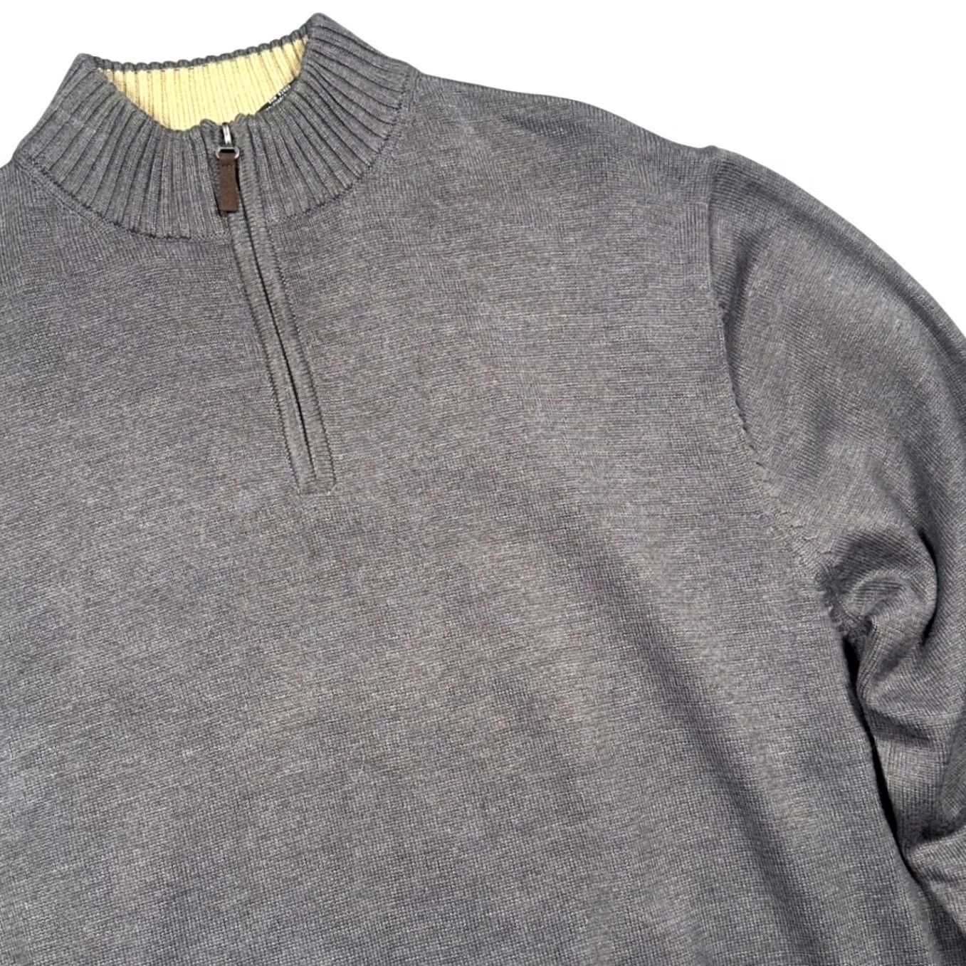 George George Quarter-Zip Sweater Mens XL Charcoal Grey New Cotton Blend Mock Neck Size US XL / EU 56 / 4 - 4 Thumbnail
