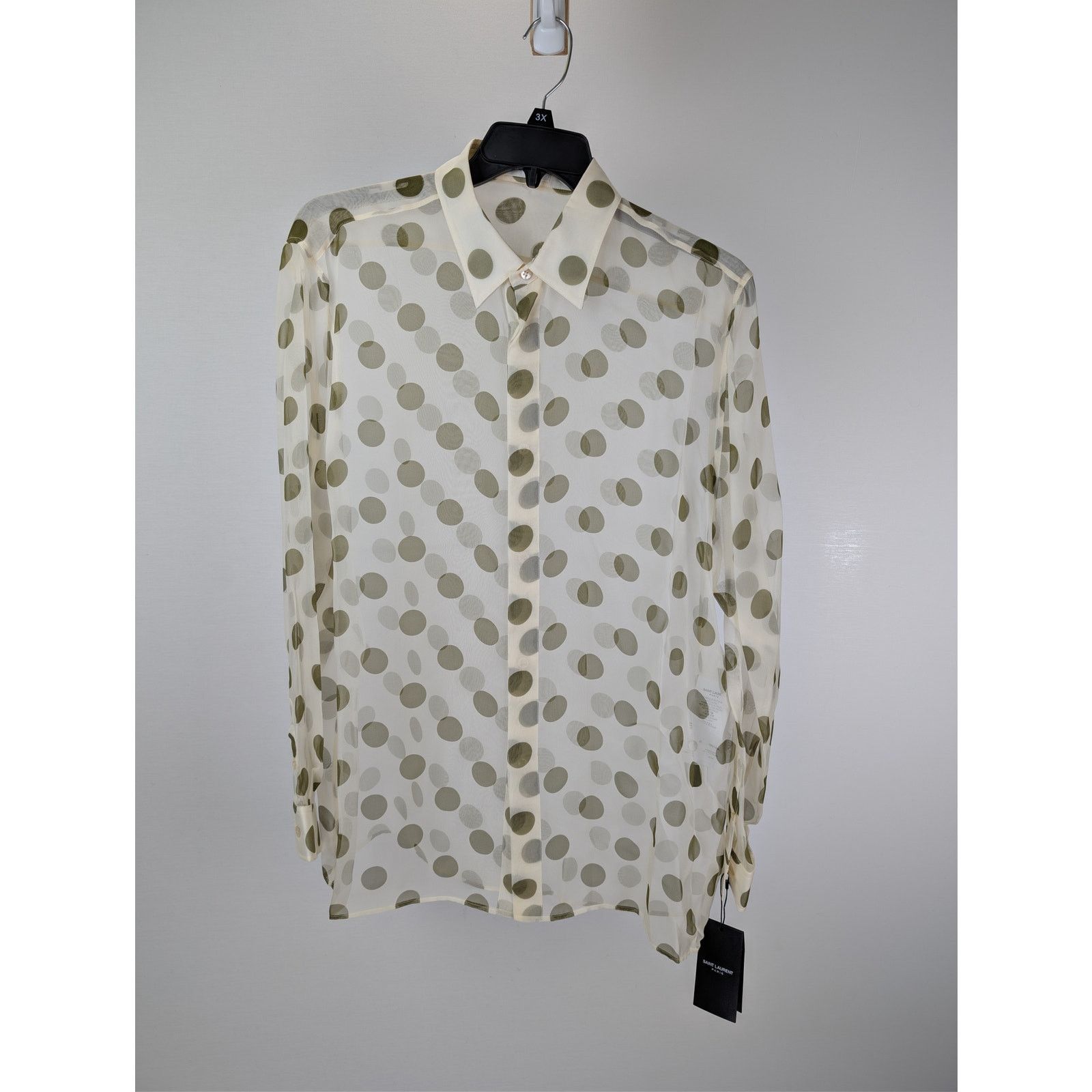 Saint Laurent Paris o1rshd1 Chemise Col Universe Polka Dot Button up Shirt Size US M / EU 48-50 / 2 - 1 Thumbnail