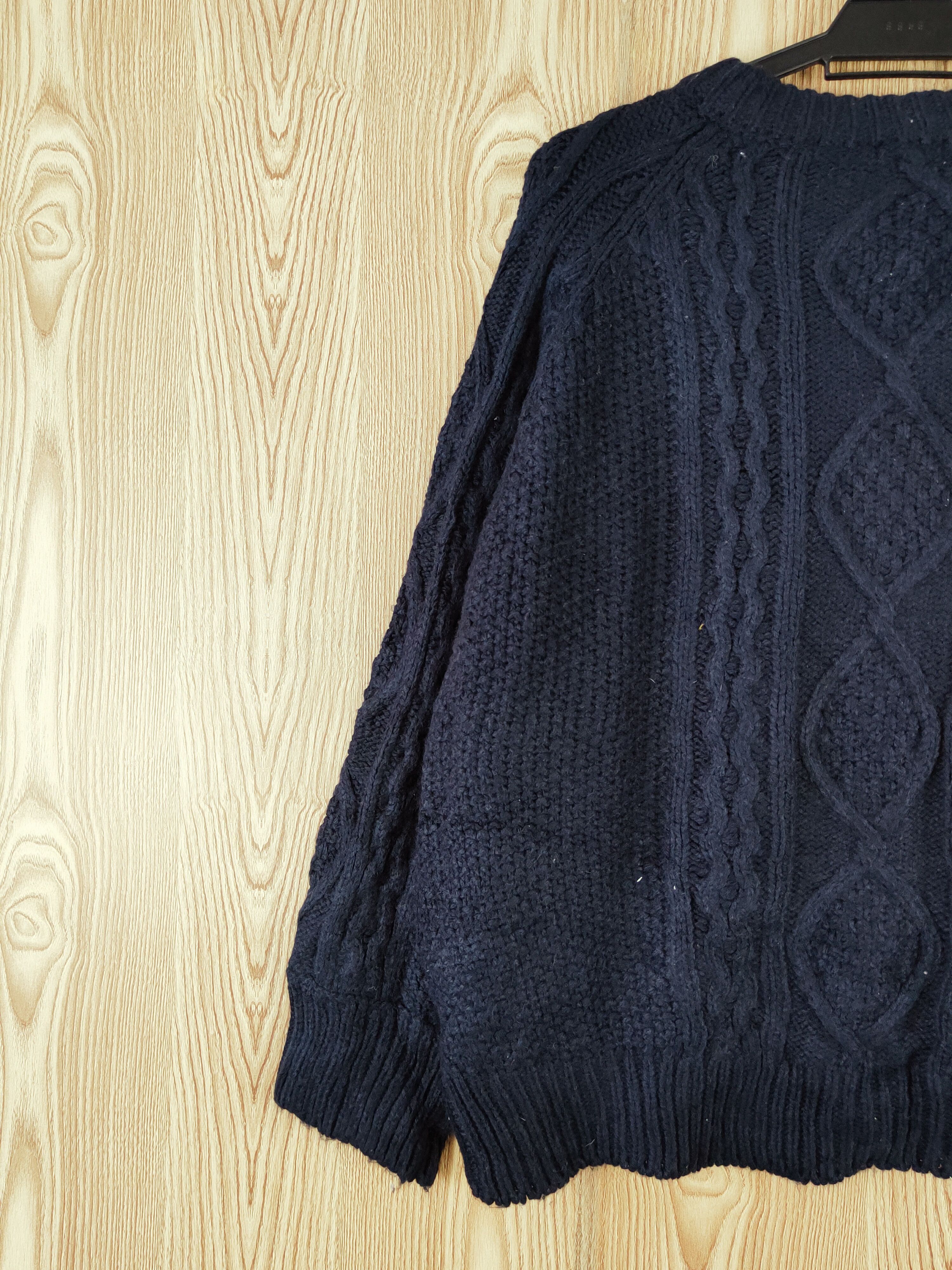 Aran Isles Knitwear GU japan Navy cable Knitwear Cardigan #W569 Size US L / EU 52-54 / 3 - 8 Thumbnail