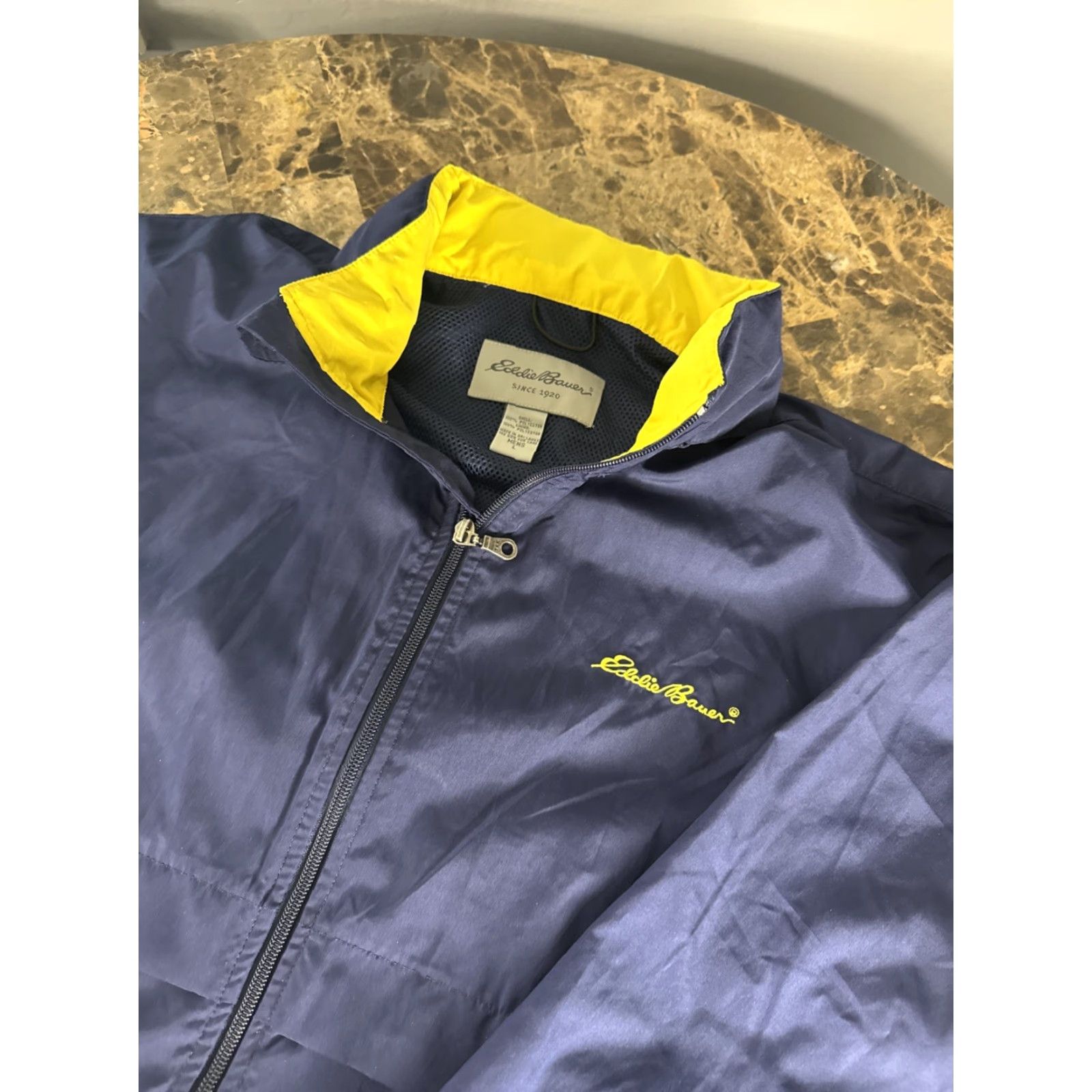 Eddie Bauer VINTAGE Eddie Bauer Windbreaker Jacket Mens L Navy Packable Hoodie Sleeve Nylon Jacket Size US L / EU 52-54 / 3 - 2 Thumbnail