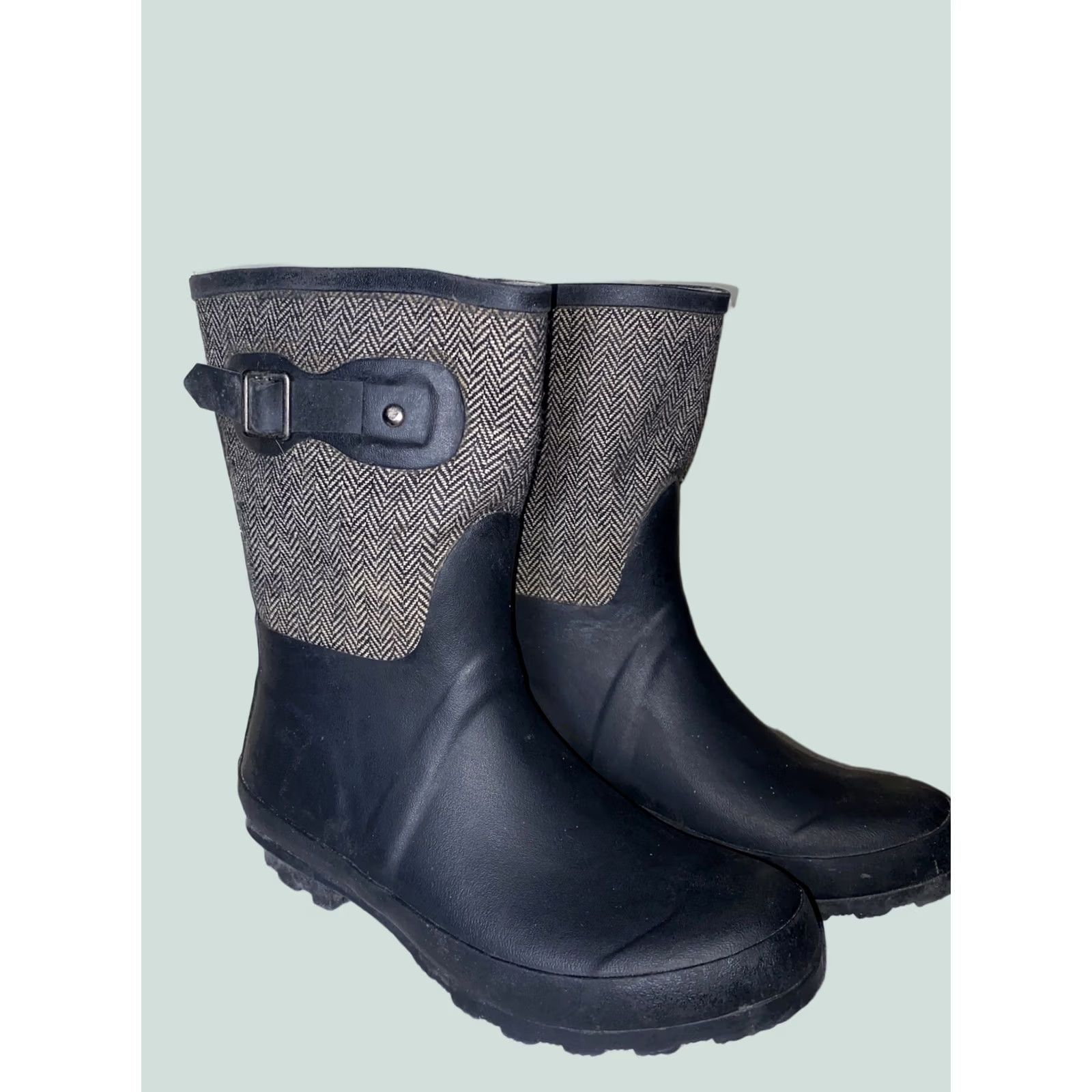 Vintage Chooka Women's Mid-Height Boots Black US 8 Chevron Riding Winter Womens Shoes/Boots Size US 8 / IT 38 - 1 Thumbnail