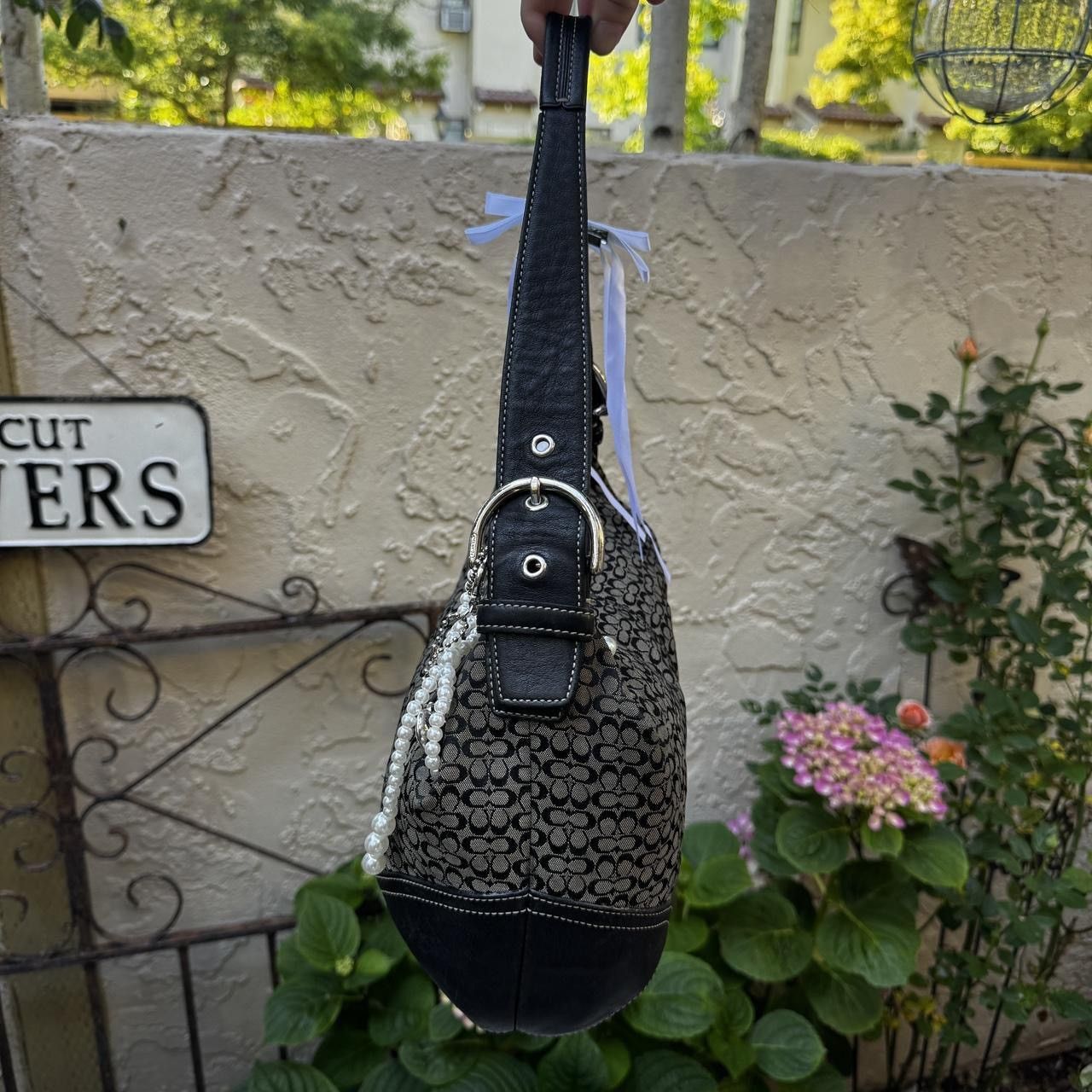 Coach Y2K Black Coach Monogramed Slouchy Hobo Bag Size ONE SIZE - 5 Thumbnail