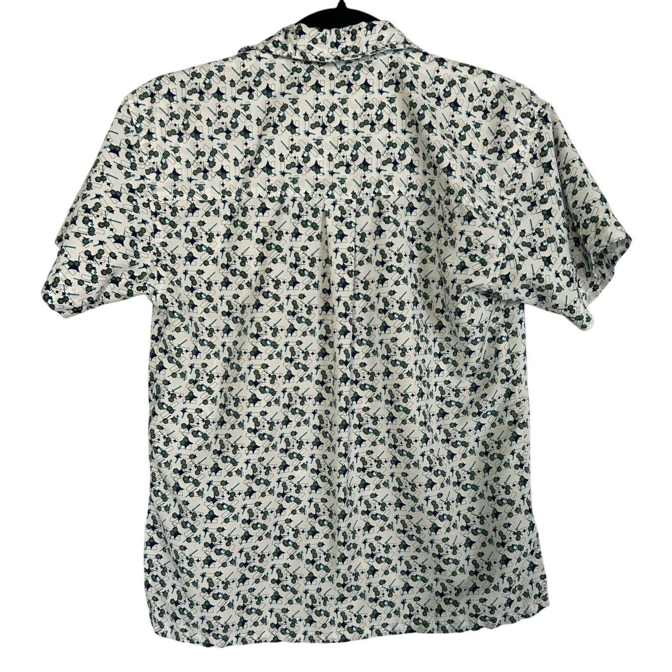 Vintage VTG Address Unknown White Teal S Atomic Retro 90s Mod Button Size US S / EU 44-46 / 1 - 2 Thumbnail