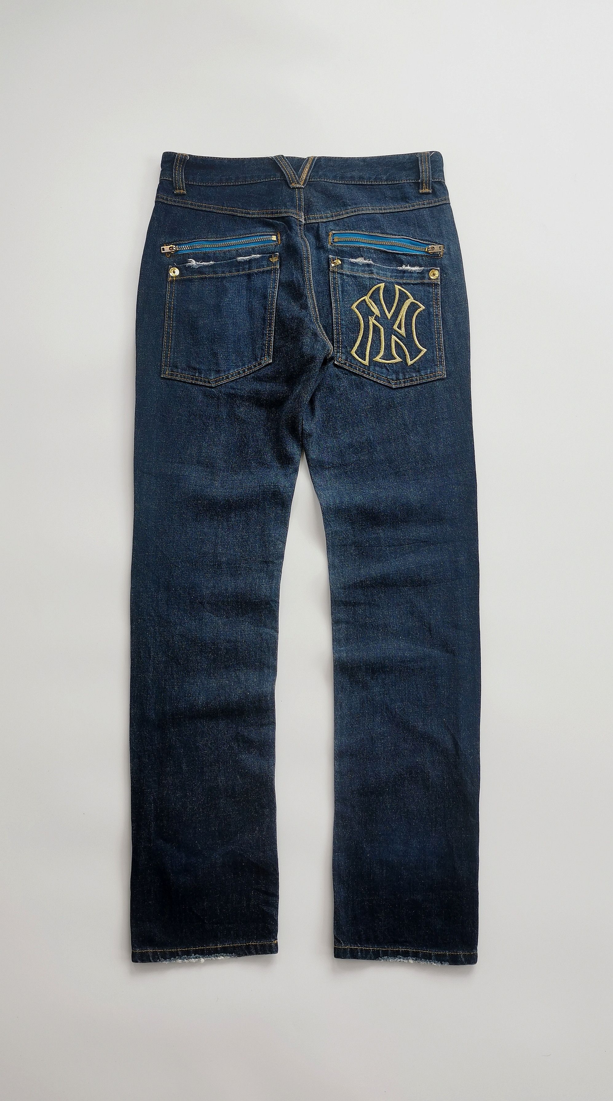 Kith × New Era × New York Yankees VINTAGE New York Yankees MLB Distressed Jeans Red Stripe Size US 30 / EU 46 - 3 Thumbnail