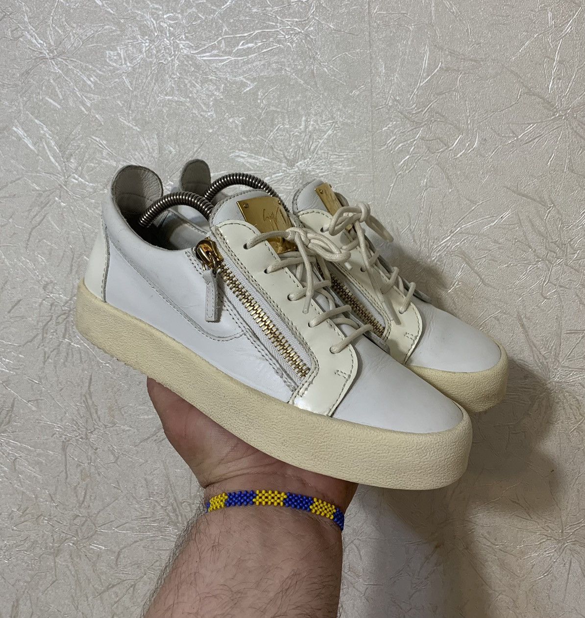 Giuseppe Zanotti Giuseppe Zanotti White Double Zip Low Top Sneakers Size US 8 / EU 41 - 1 Thumbnail
