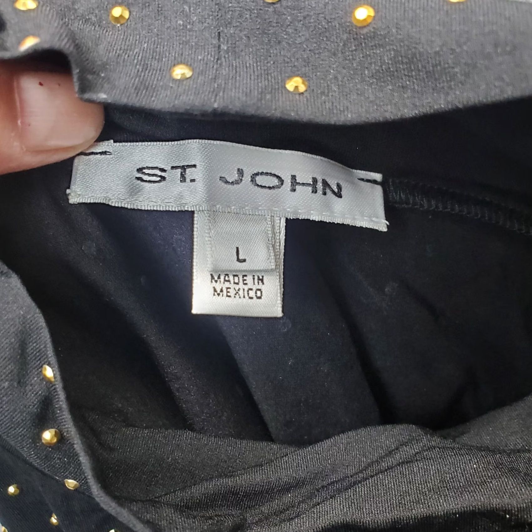 St. John St. John Blouse Womens Size L Black Beaded Short Sleeve Turtleneck Pullover Size L / US 10 / IT 46 - 5 Thumbnail