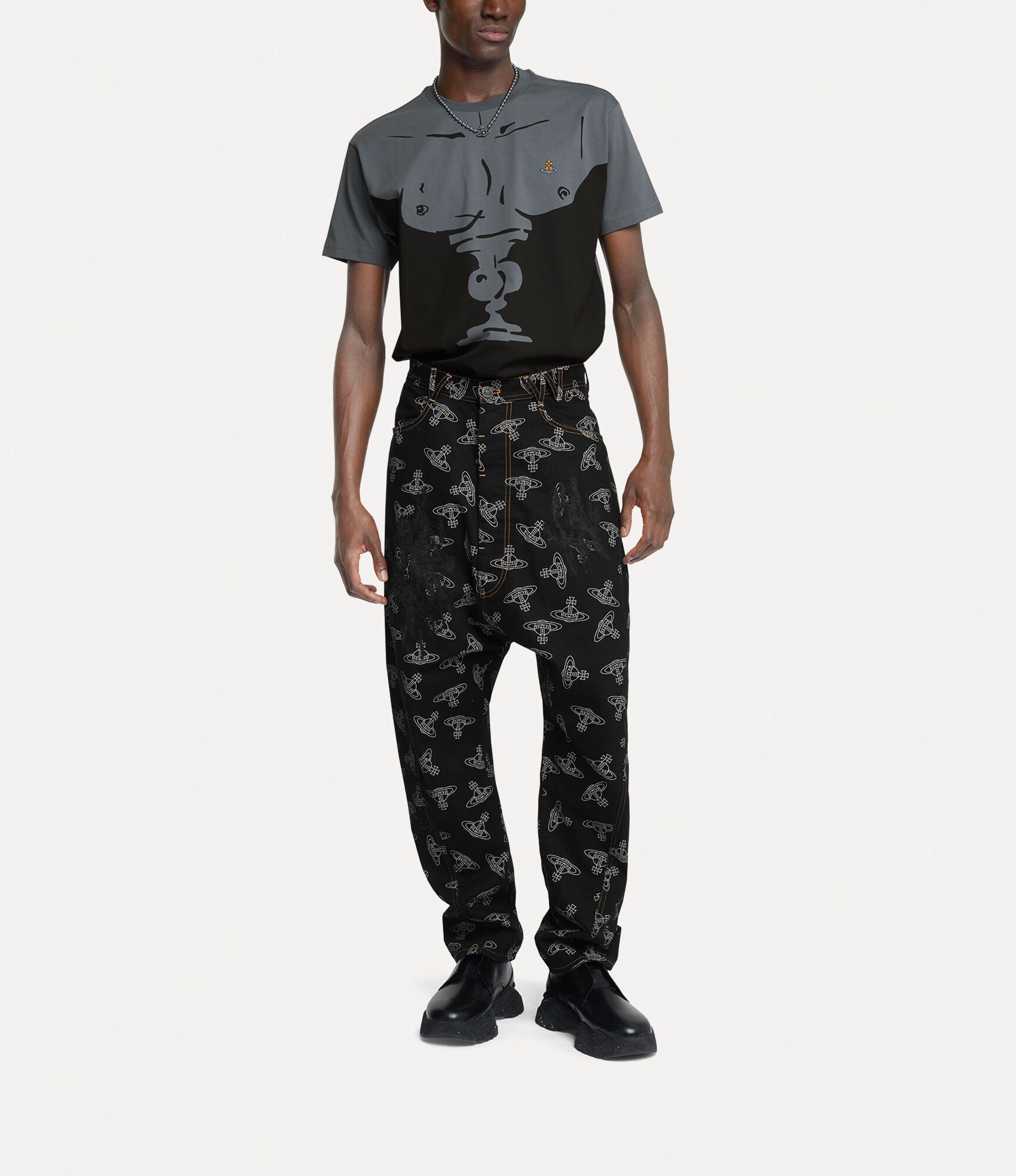 Vivienne Westwood o1srvl11e0326 Orb-Print Regular-Fit Jeans in Black Size US 36 / EU 52 - 3 Thumbnail