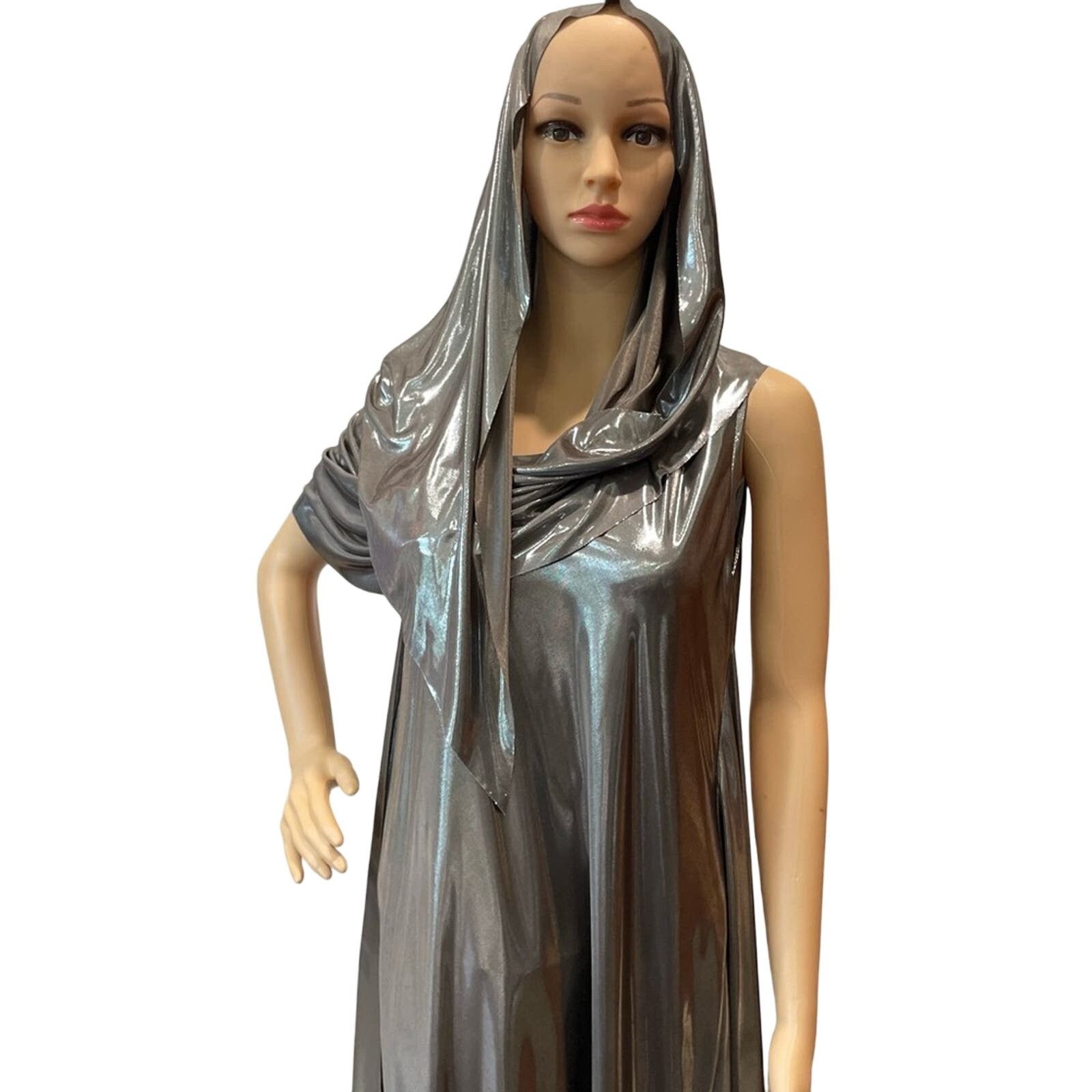 Other Silver lame scarf wrap women’s knee length evening dress Size L / US 10 / IT 46 - 3 Thumbnail