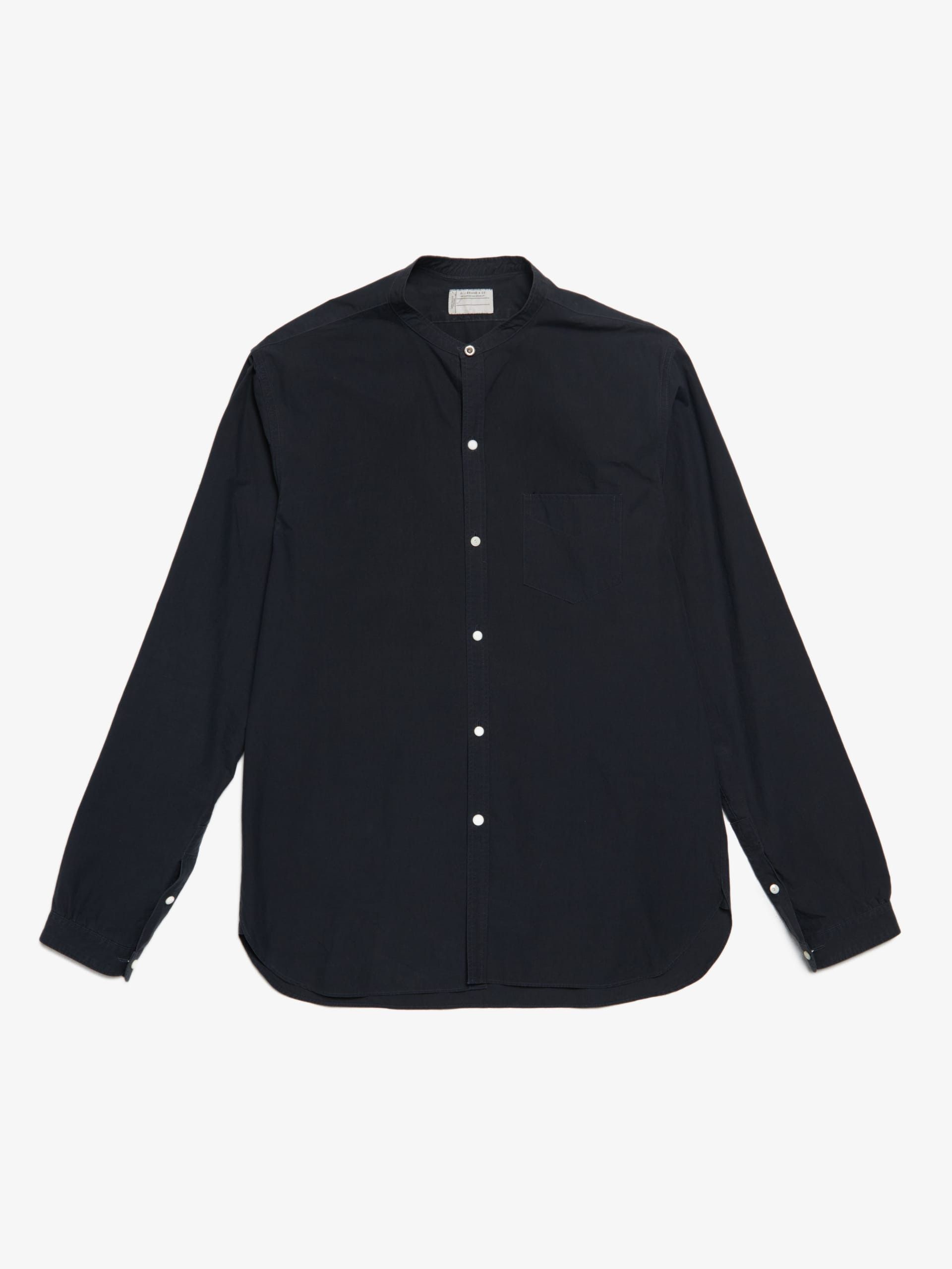 image of Old Joe Black Mandarin Collar Cotton Shirt, Men's (Size Large)