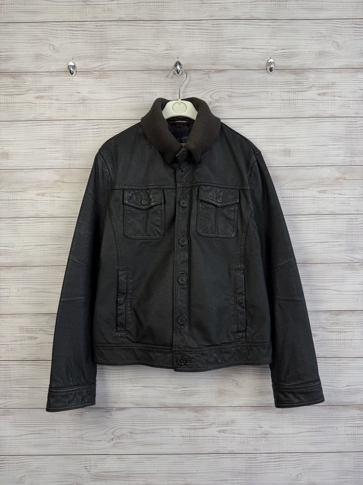 Armani Armani Jeans Leather Jacket Size US L / EU 52-54 / 3 - 1 Thumbnail