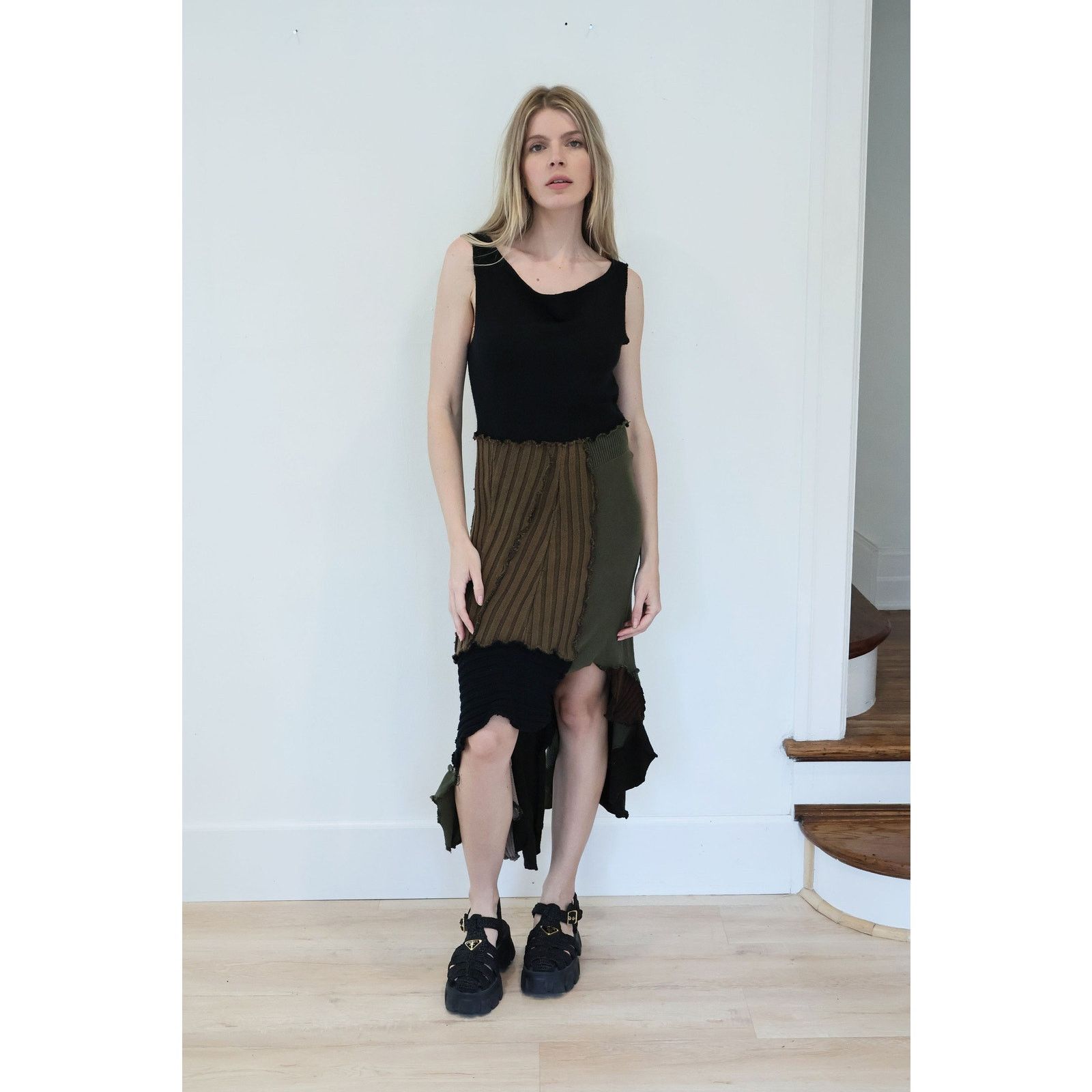 Vintage Y2K Handmade Knit Patchwork Asymmetrical Maxi Size M / US 6-8 / IT 42-44 - 2 Thumbnail