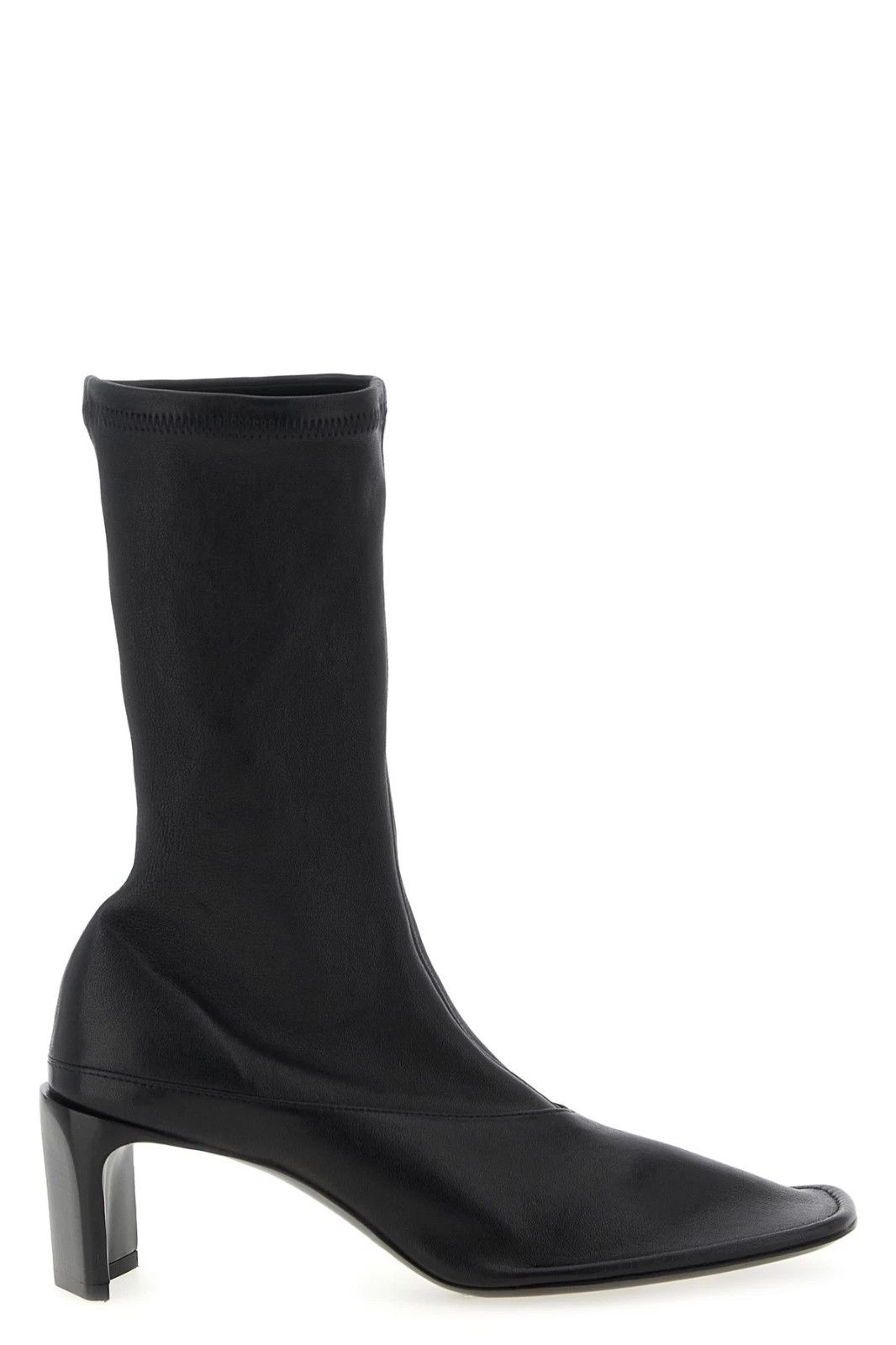 JIL SANDER Black Leather Ankle Boots New & Authentic