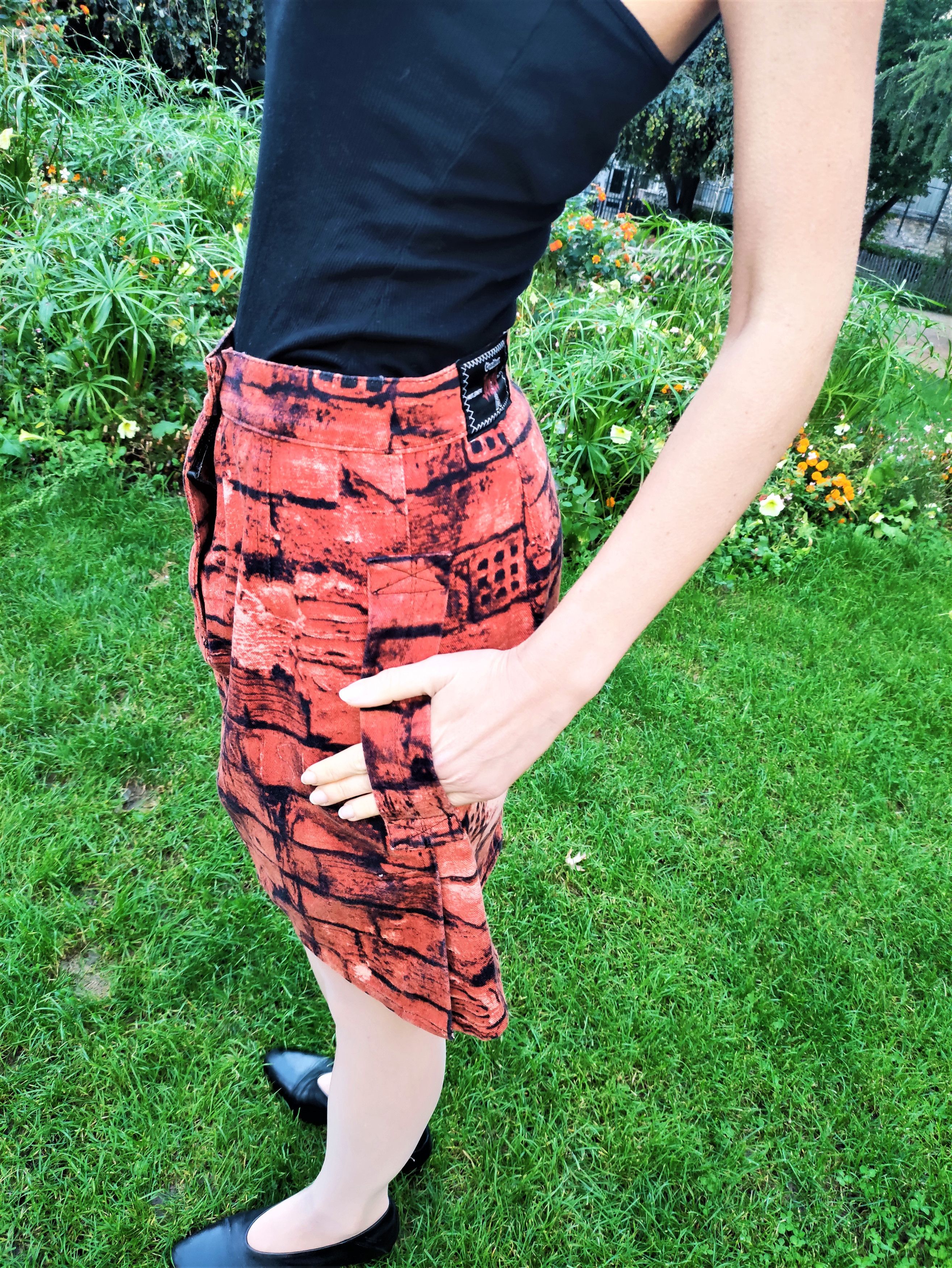 Jean Paul Gaultier Jean Paul Gaultier 1997 Brick Anarchy Fight Racism Skirt RT Size 27" / US 4 / IT 40 - 10 Thumbnail