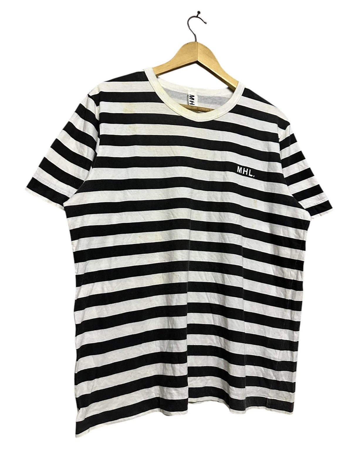 Margaret Howell Vtg🔥MHL Margaret Howell Boader Stiped Logo Tee Size US L / EU 52-54 / 3 - 5 Thumbnail