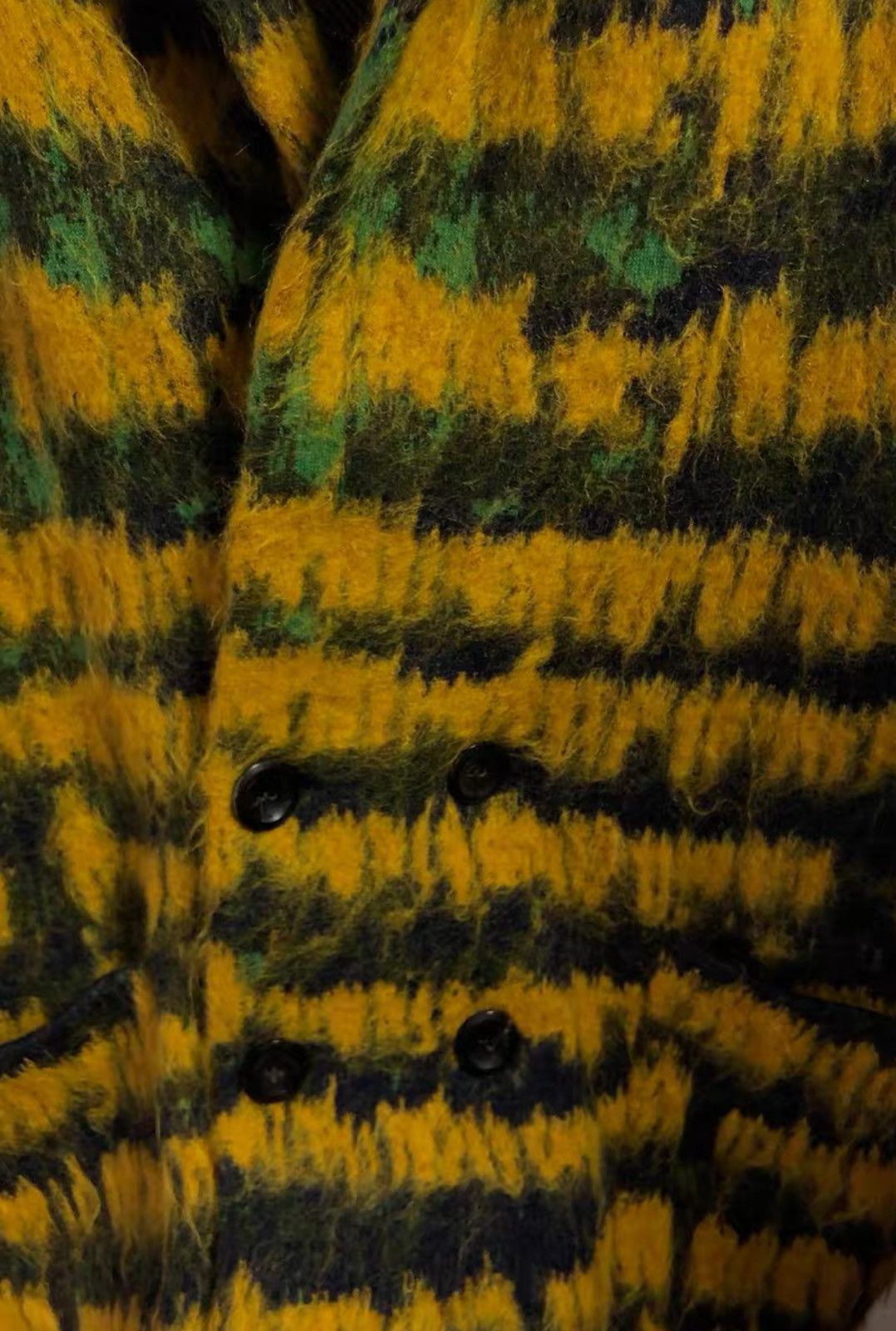 Saint Laurent Paris Saint Laurent Yellow-Green Striped Mohair Knit Cardigan Size US XS / EU 42 / 0 - 5 Thumbnail