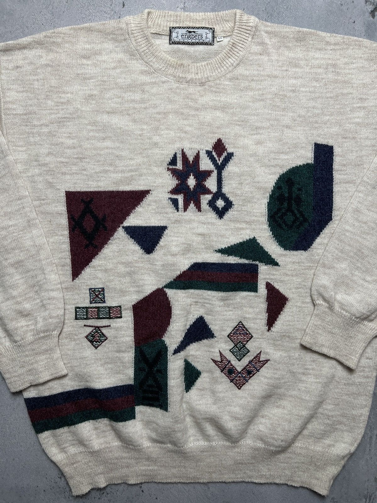 Vintage Unique Rare Style Coogi Norway Wool Sweater Abstract
