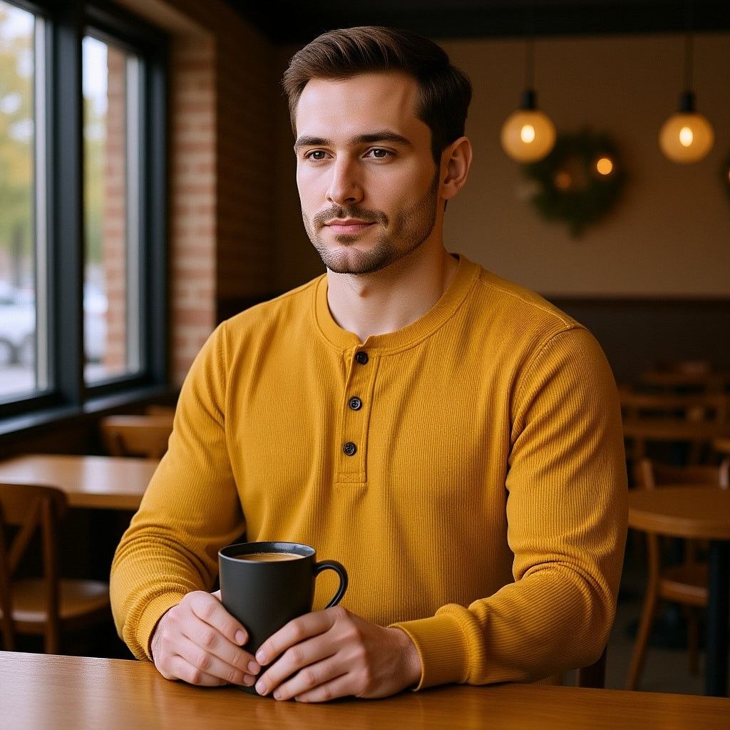 Jockey Jockey Yellow Waffle Henley Long Sleeve Top, M Size US M / EU 48-50 / 2 - 5 Thumbnail
