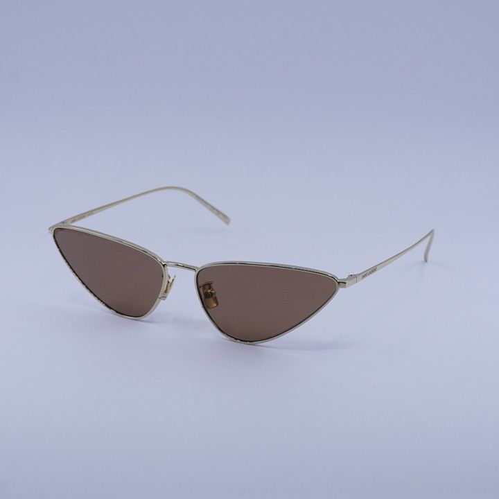 Saint Laurent Paris Saint Laurent SL487 003 Sunglasses Gold Cat Eye Frame, Brown Size ONE SIZE - 1 Thumbnail
