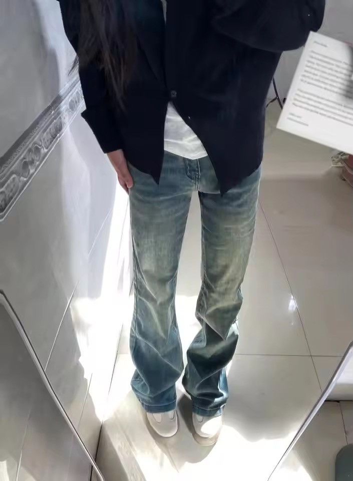 Japanese Brand Skinny Jeans Plain Vintage Flared Trousers Y2k Pockets y2k Size US 33 - 2 Thumbnail