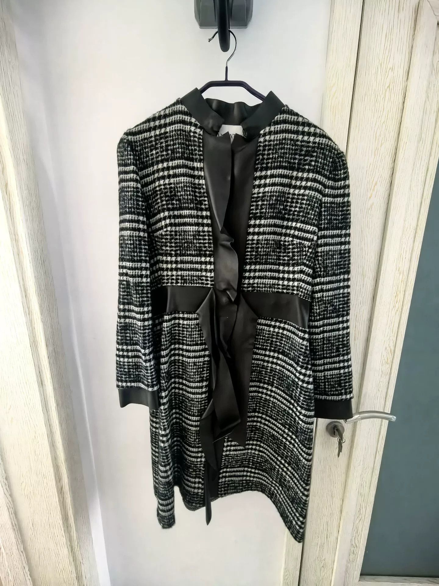 Valentino VALENTINO Houndstooth Wool Blend Coat Size US L / EU 52-54 / 3 - 1 Thumbnail