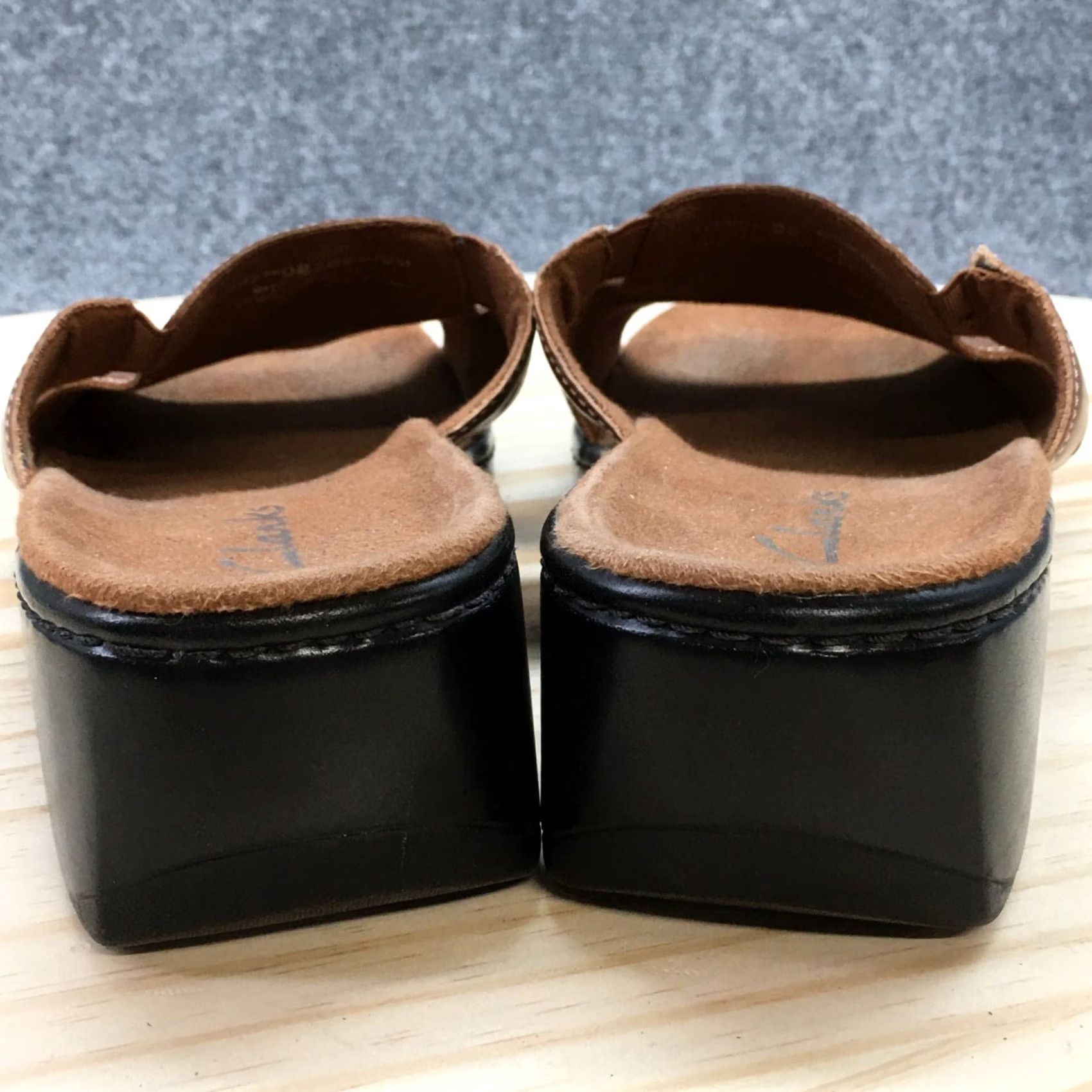 Clarks Clarks Sandals Womens 10 M Open Toe Slide Heels Comfort Brown Leather Slip On Size US 10 / IT 40 - 7 Thumbnail