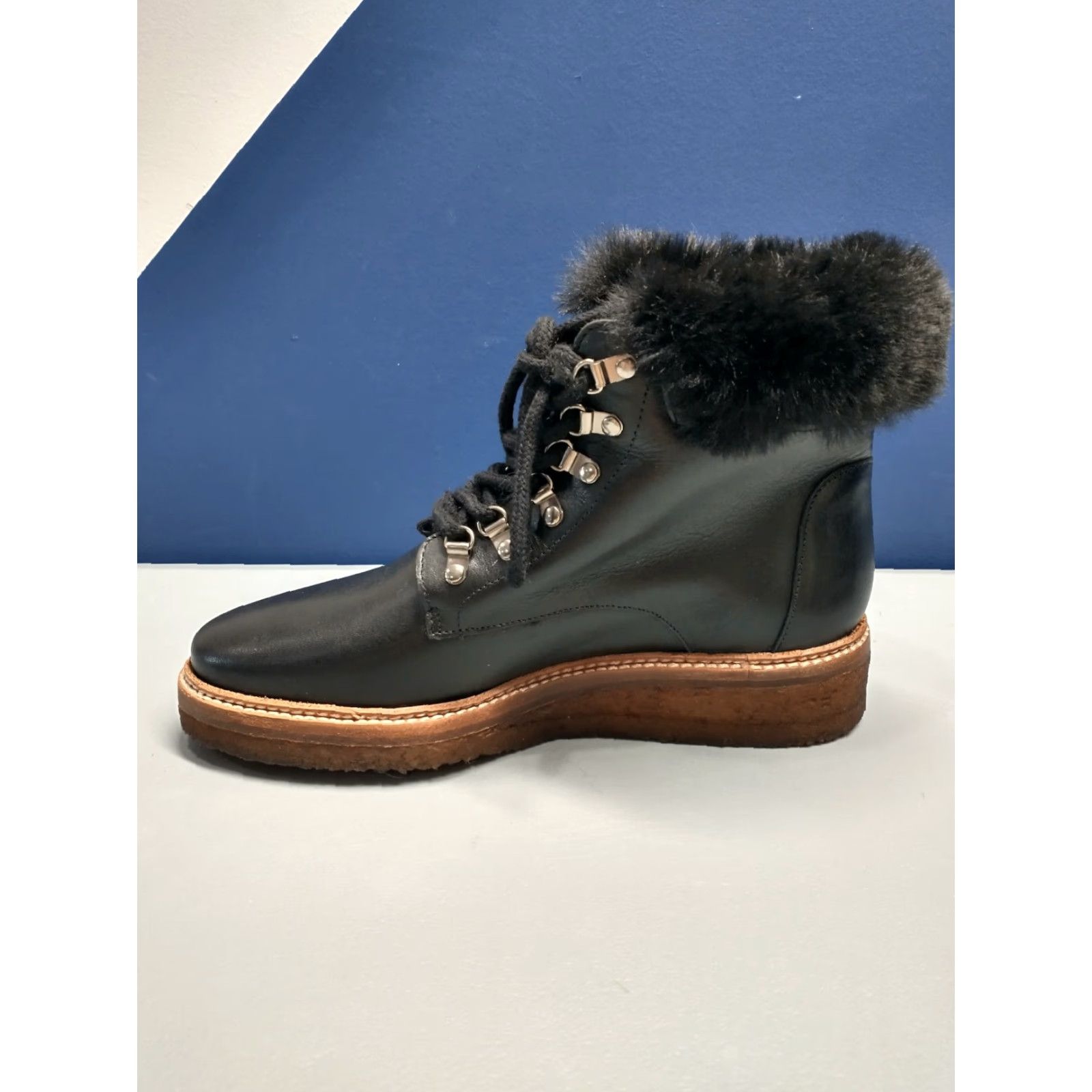 Vintage Botkier Winter Snow Boots Womens Size 6 Black Leather Faux Fur Lining Lace Up Women Size 6 Black Botkier Snow Boot Size US 6 / IT 36 - 4 Thumbnail