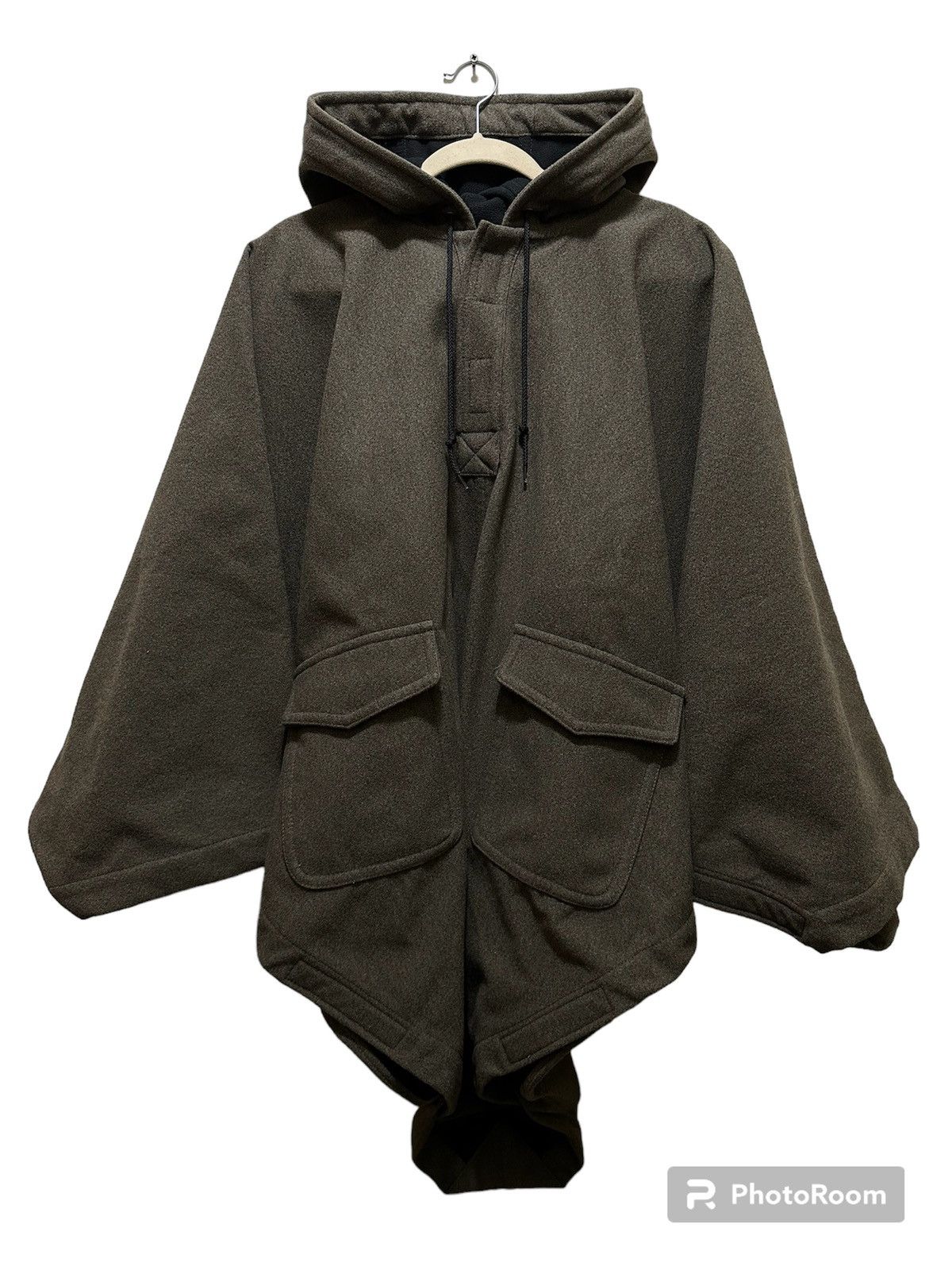 image of Comme Des Garcons x Comme Des Garcons Shirt Comme Des Garçons Shirt Hooded Cape Poncho in Brown (Si