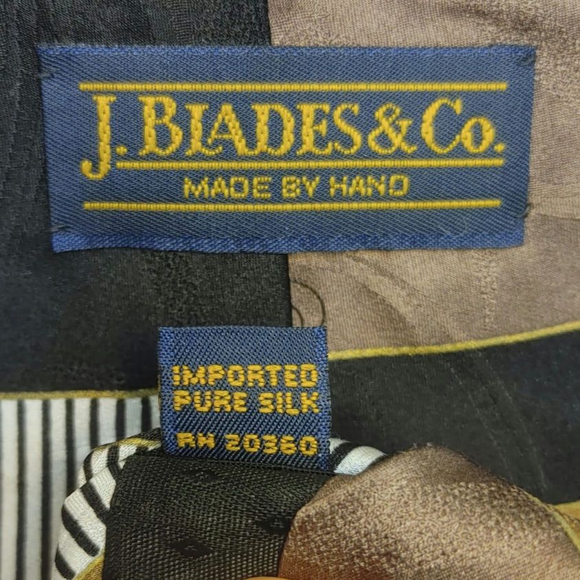 Other J. Blades Handmade Mens Silk OS Abstract Black/Beige/Red Tie Size ONE SIZE - 2 Thumbnail