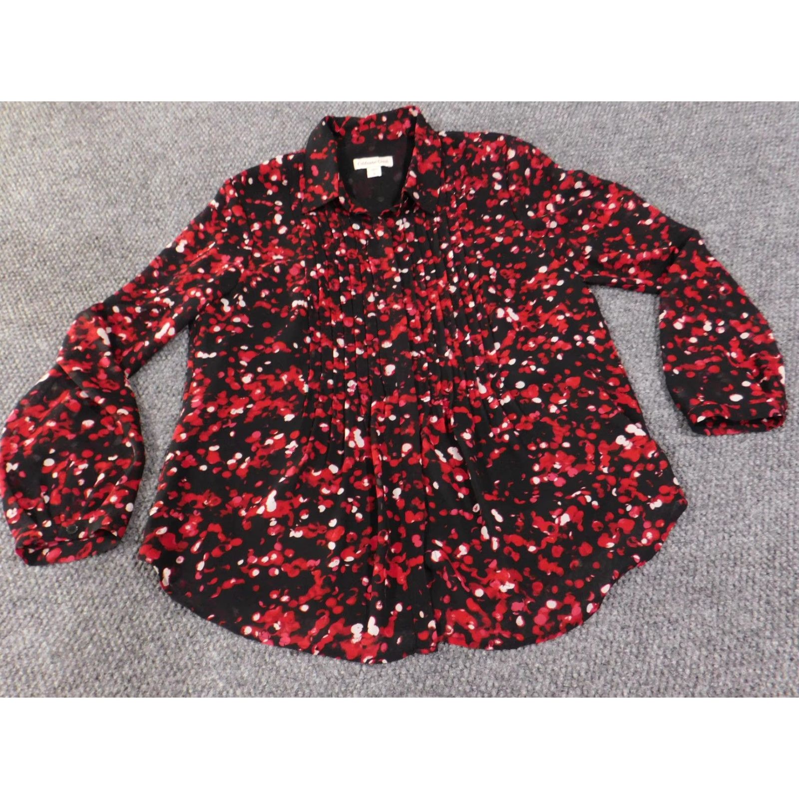 Coldwater Creek Coldwater Creek Shirt Womens Large Black Red Pintuck Button Front Long Sleeve Shirt Size L / US 10 / IT 46 - 5 Thumbnail