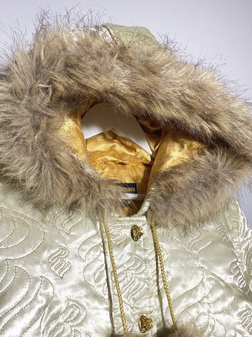 Rocawear Vintage Y2K Rocawear Jacket Embroidered Cream Down Faux Fur Size L / US 10 / IT 46 - 5 Thumbnail