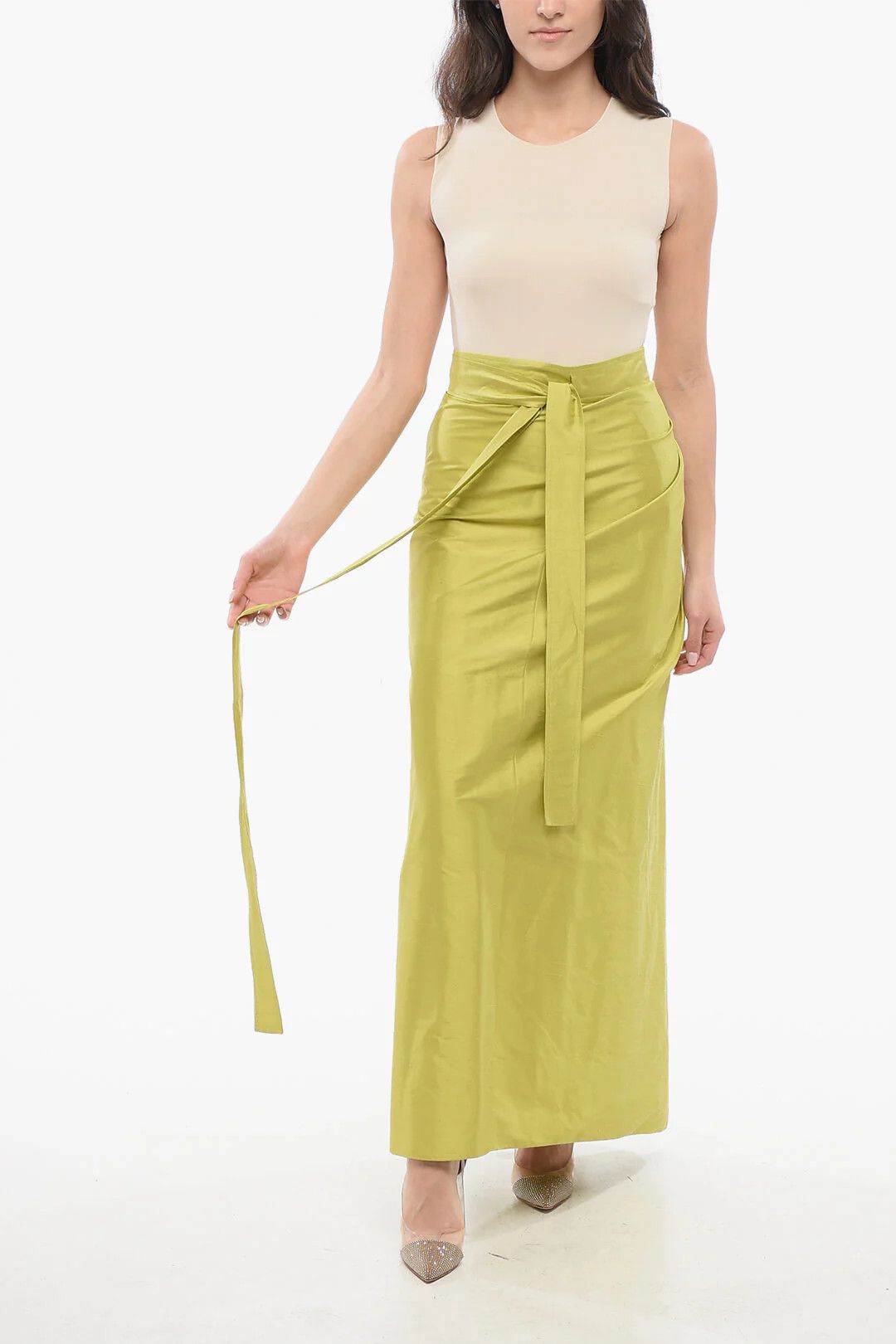 Dior o1mm0326 Silk Wrap Skirt in Green Size 27" / US 4 / IT 40 - 4 Thumbnail