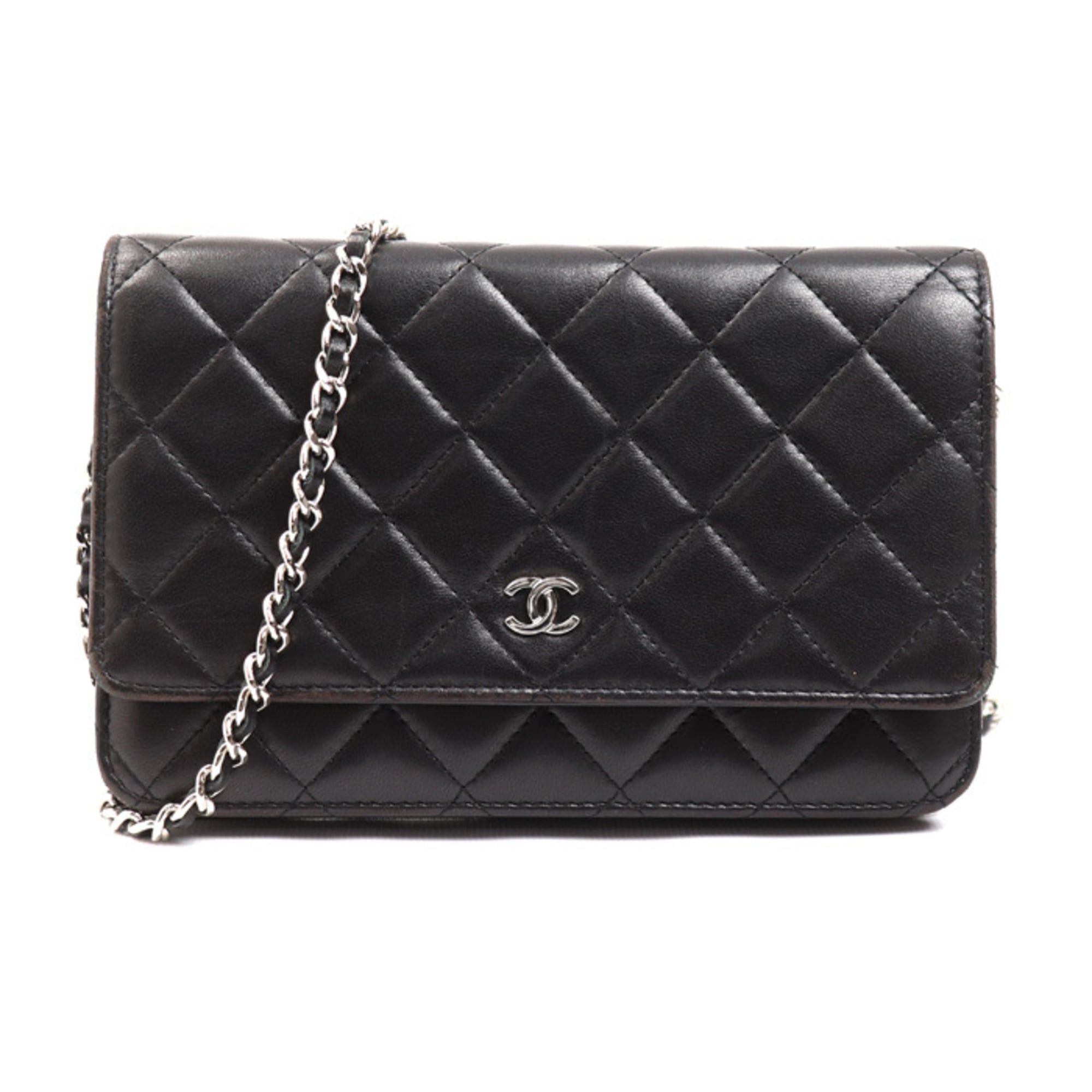 Chanel CHANEL Chain Wallet Lambskin Shoulder Bag Black AP0250 Women's Size ONE SIZE - 1 Thumbnail