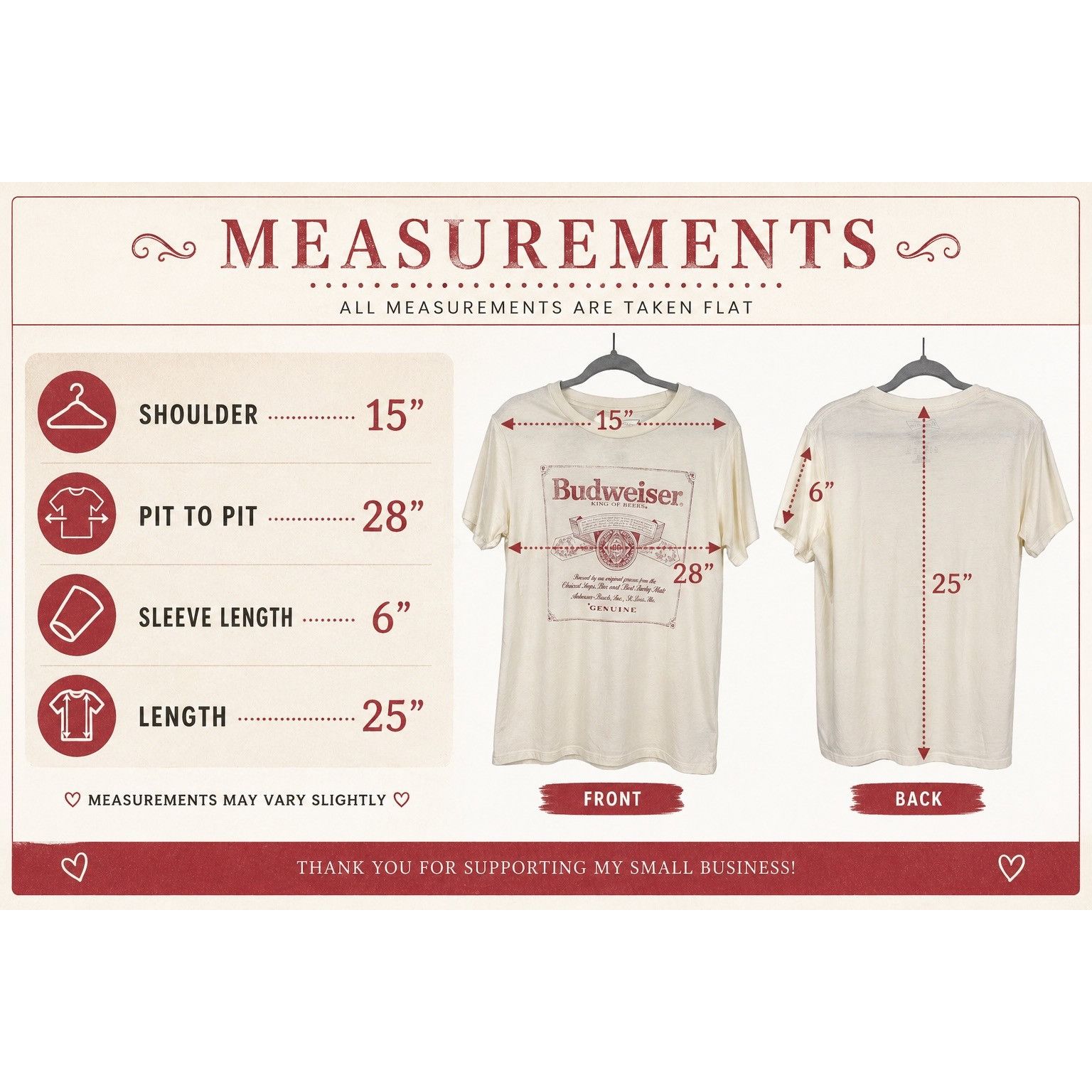 Budweiser Budweiser Menswear Retro Graphic Tee Small Cream Vintage Log Size US S / EU 44-46 / 1 - 7 Thumbnail