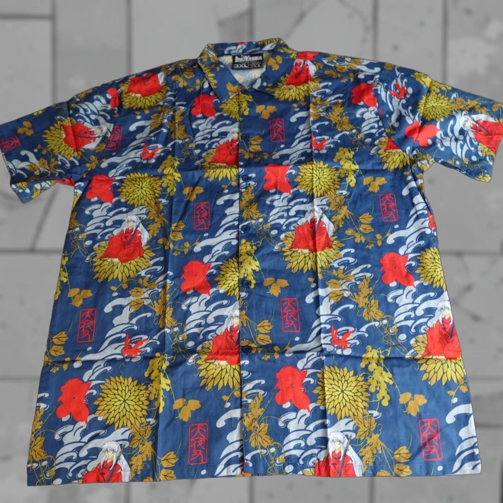 ALOHAS Loot Crate Inuyasha Shirt 3XL Button-Up Blue Cotton Mens Short Sleeve Collared Graphic Print Vintage N/A Size US XXL / EU 58 / 5 - 1 Thumbnail