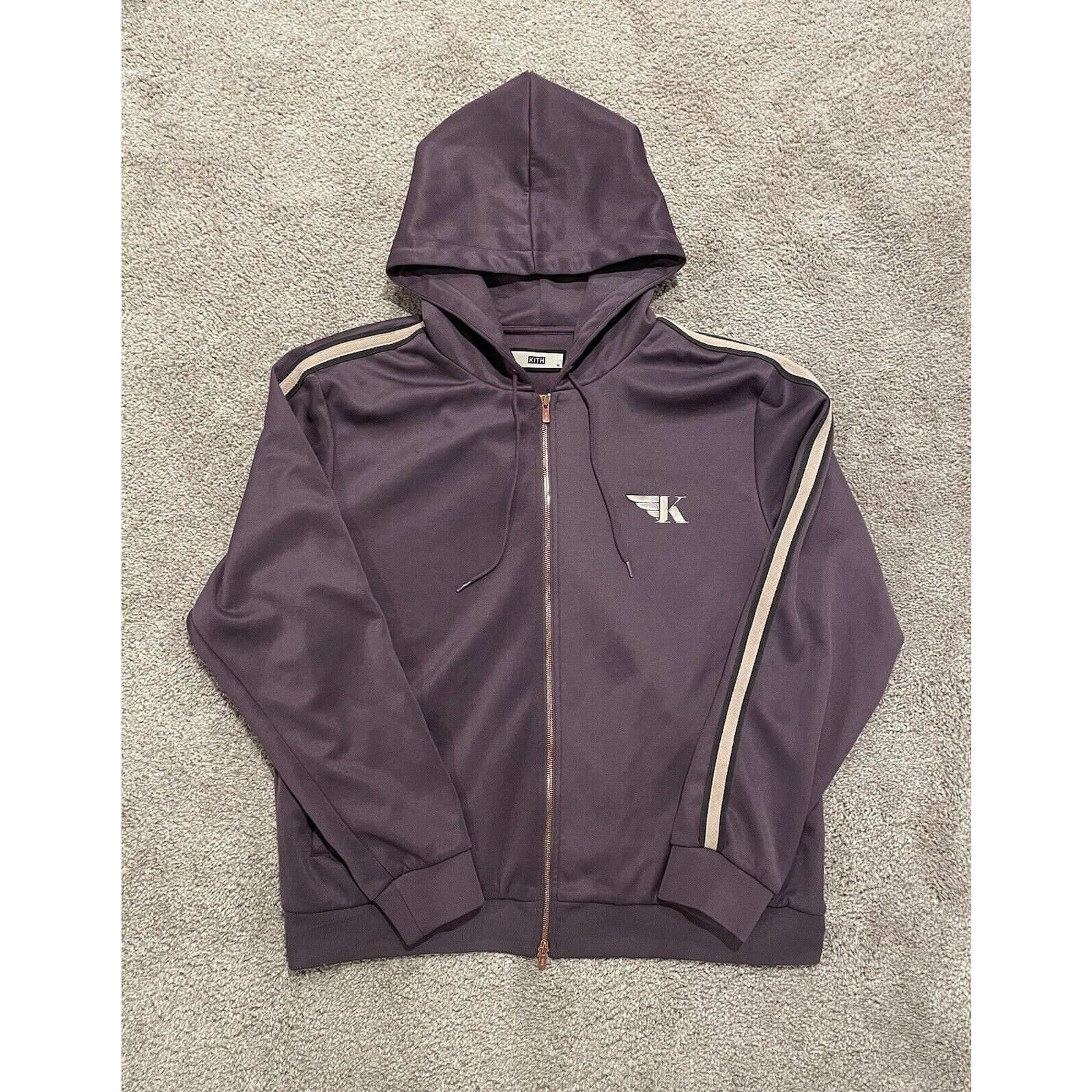 Image of Kith Purple Track Hoodie Sweatshirt Full Zip Jacket Size Xl, Men's