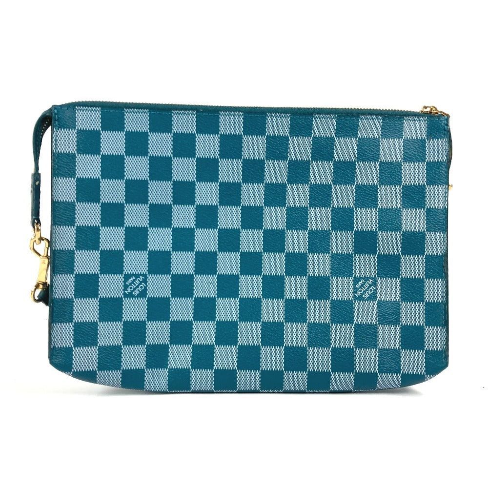 Louis Vuitton N41310 Damier Collar Module 2 Way Bag Clutch Briefcase Zippered Carrying Case Shoulder Pvc/leather Unisex Cyan Green in Blue, Women's