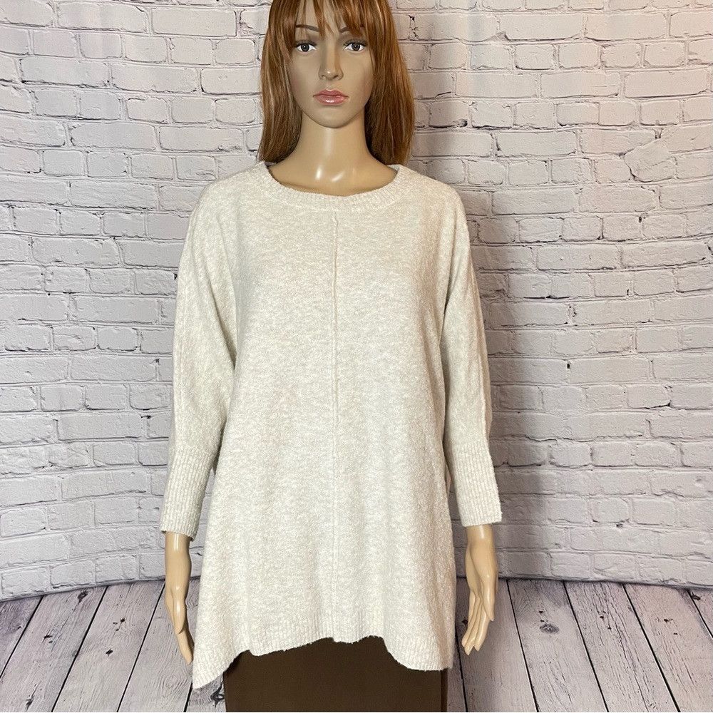 Lou & Grey New Lou & Grey Dolman Sleeve Poncho Textured Knit Beige Swe Size S / US 4 / IT 40 - 1 Thumbnail