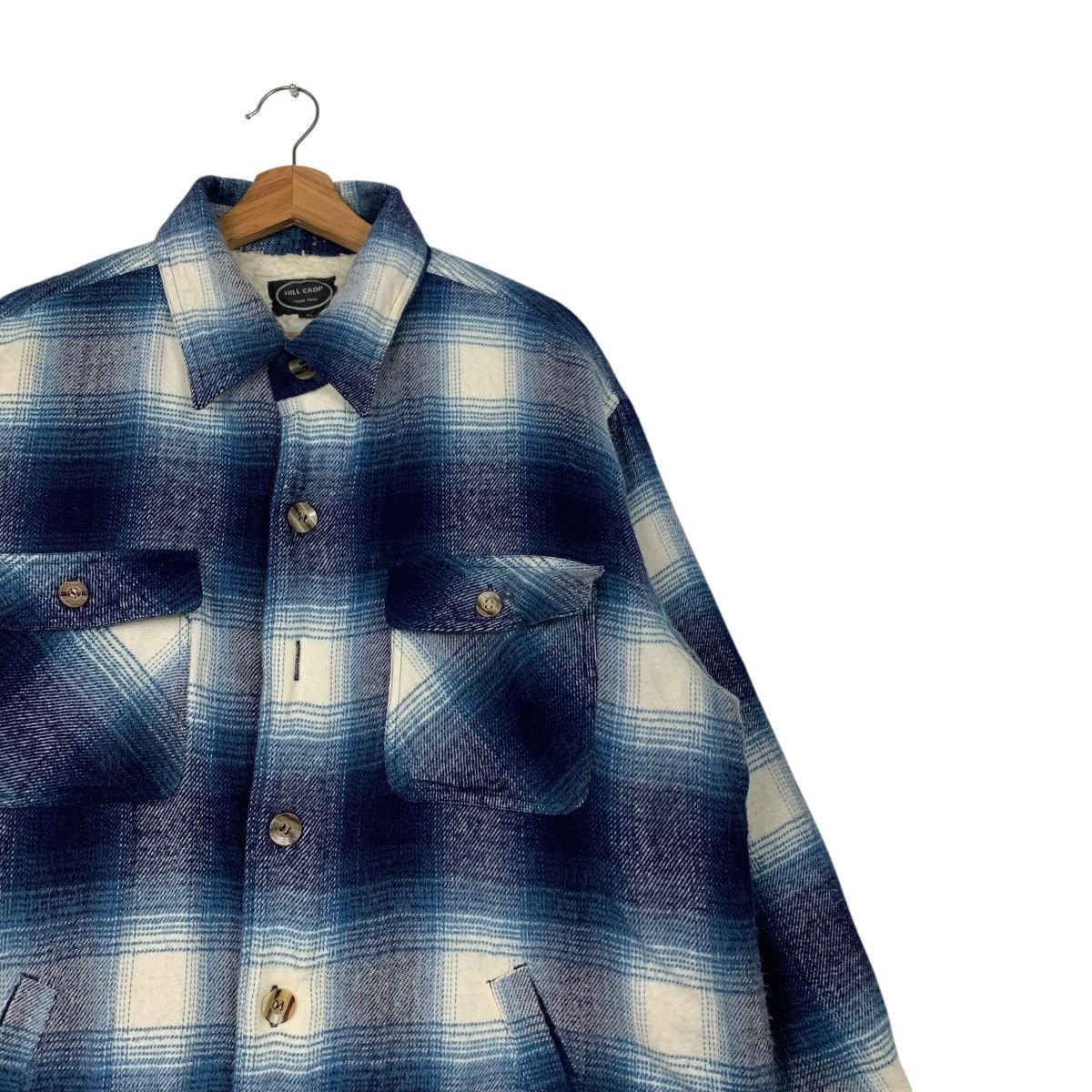 Flannel HILL CROP Shadow Plaid Fleece Lined Flannel Jacket #2187-C97 Size US L / EU 52-54 / 3 - 4 Thumbnail