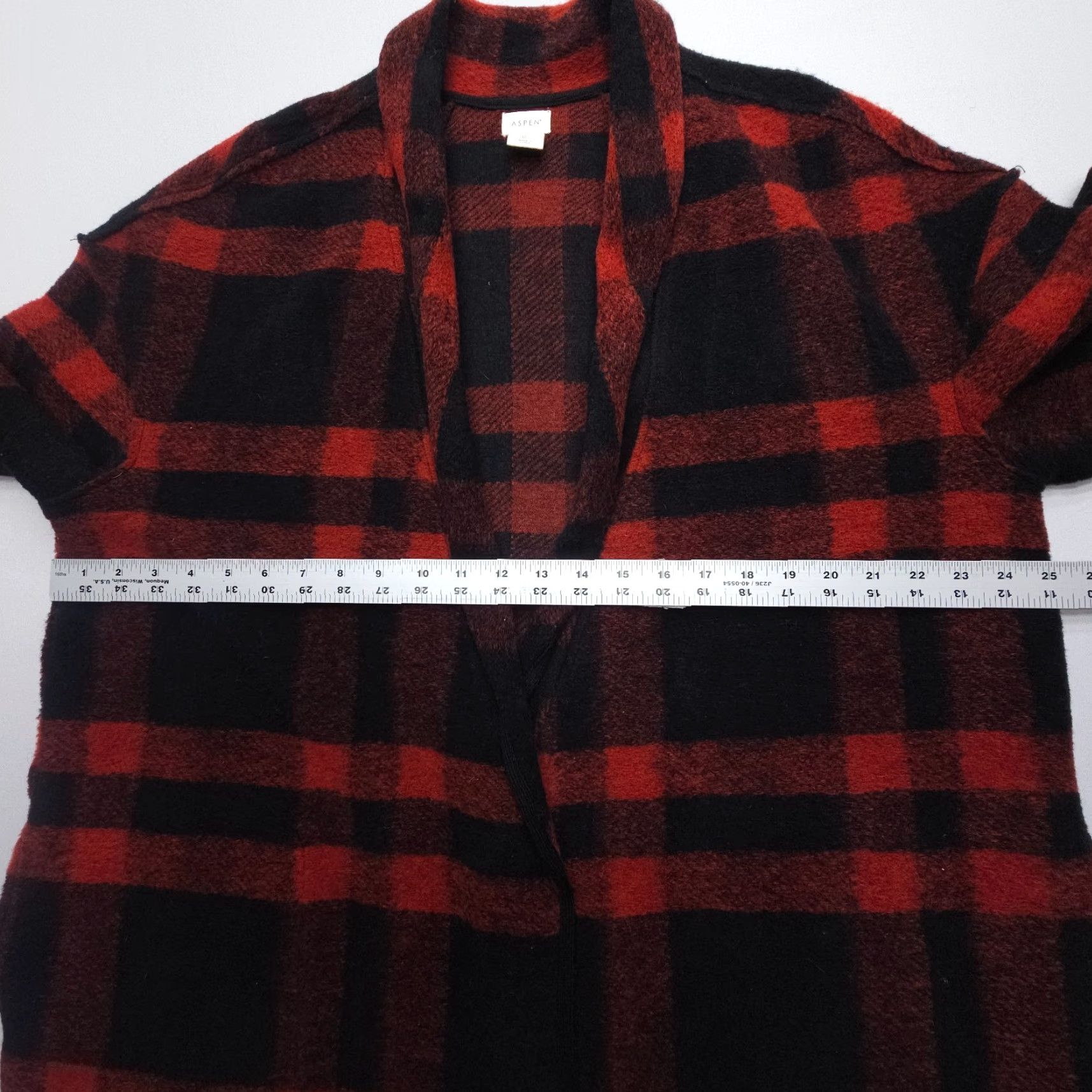 Vintage Aspen Cardigan Womens Large Red Plaid Wool Blend Open Knit Cozy Sweater Winter Fall Spring Summer Casual Womens Size L / US 10 / IT 46 - 7 Thumbnail