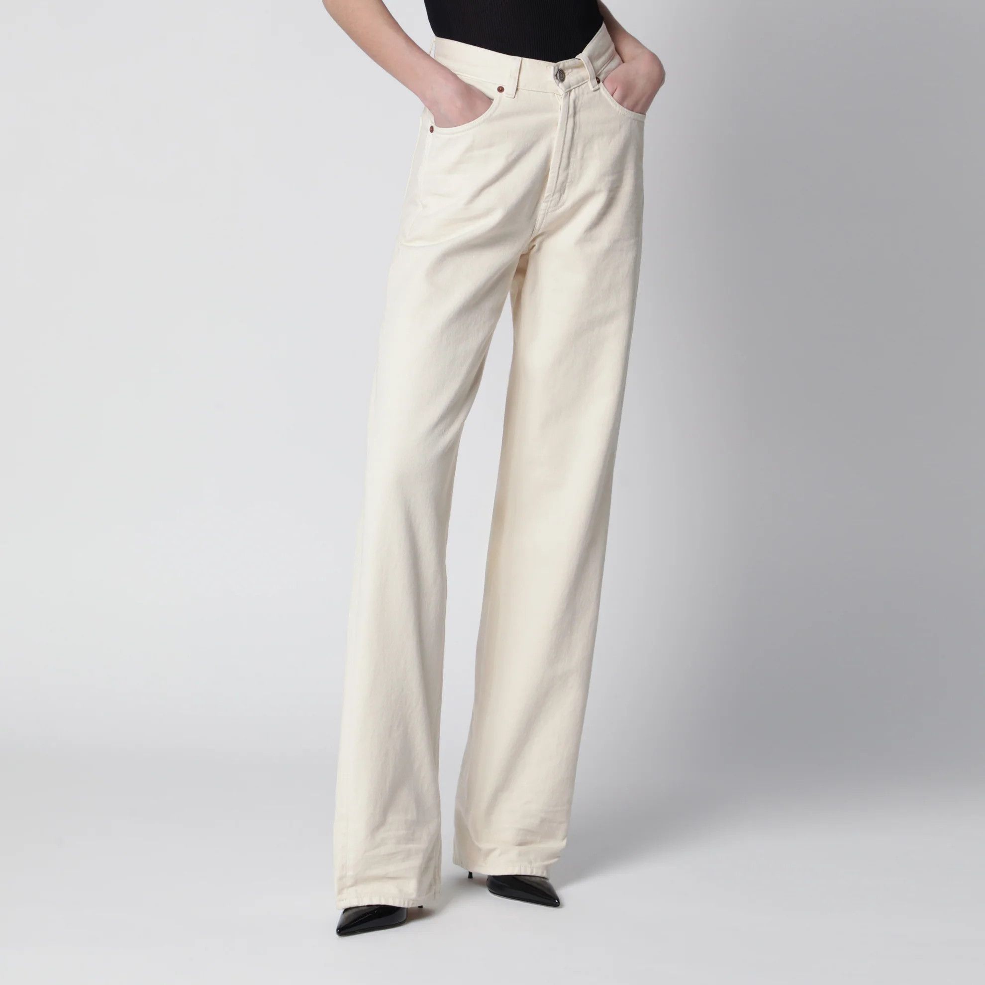 Saint Laurent Paris o1d2blof0526 High-waisted Denim Jeans in White Size 28" / US 6 / IT 42 - 1 Thumbnail