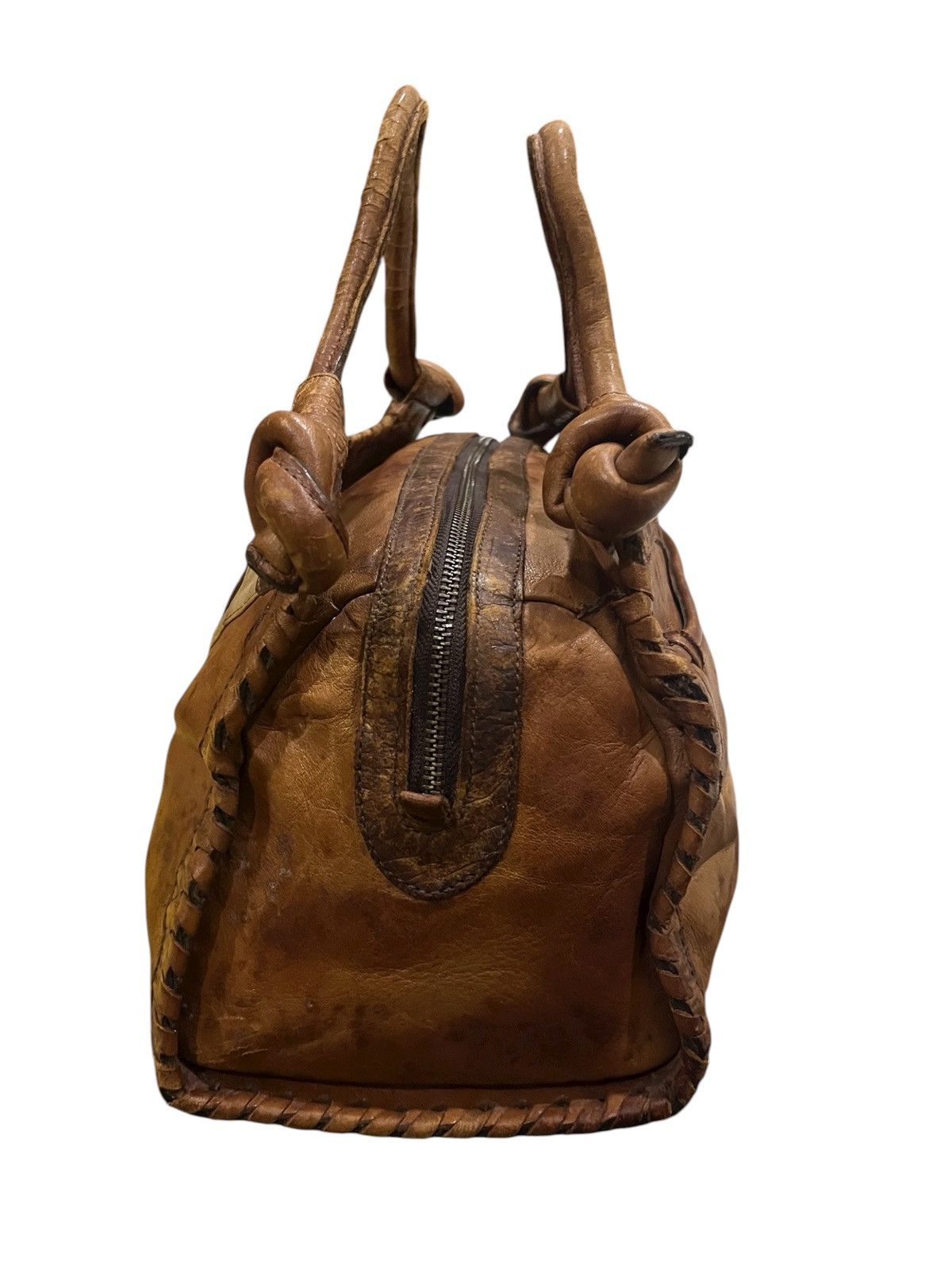 Japanese Brand vintage ibiza handle bag brown cream leather applique design Size ONE SIZE - 10 Thumbnail