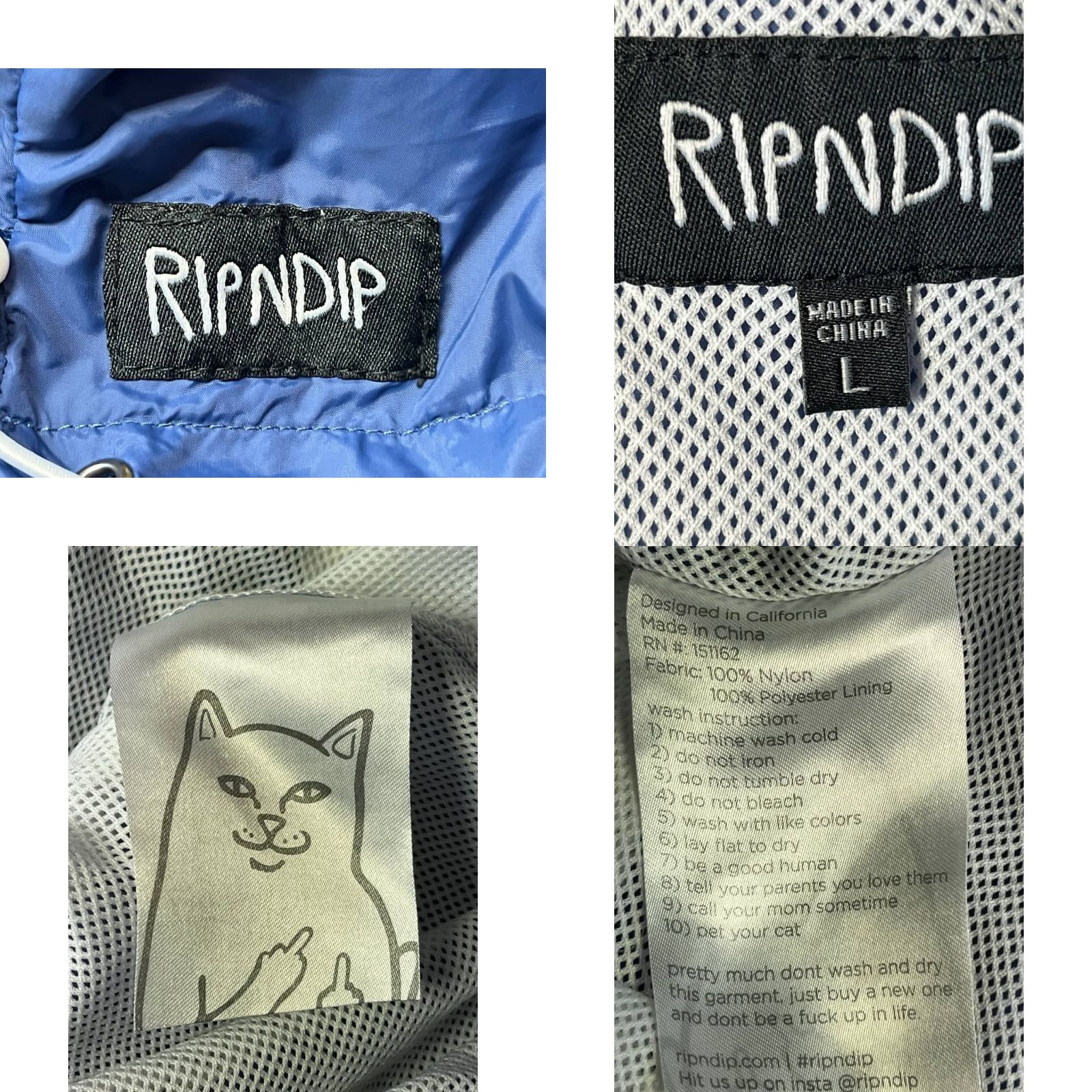 RIPNDIP RIPNDIP Mens Windbreaker Hooded Pullover Jacket Smiley Face Cat Size L See Pics Size US L / EU 52-54 / 3 - 9 Thumbnail